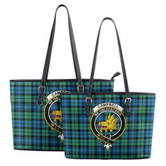Campbell Ancient 01 Tartan Crest Leather Tote Bag