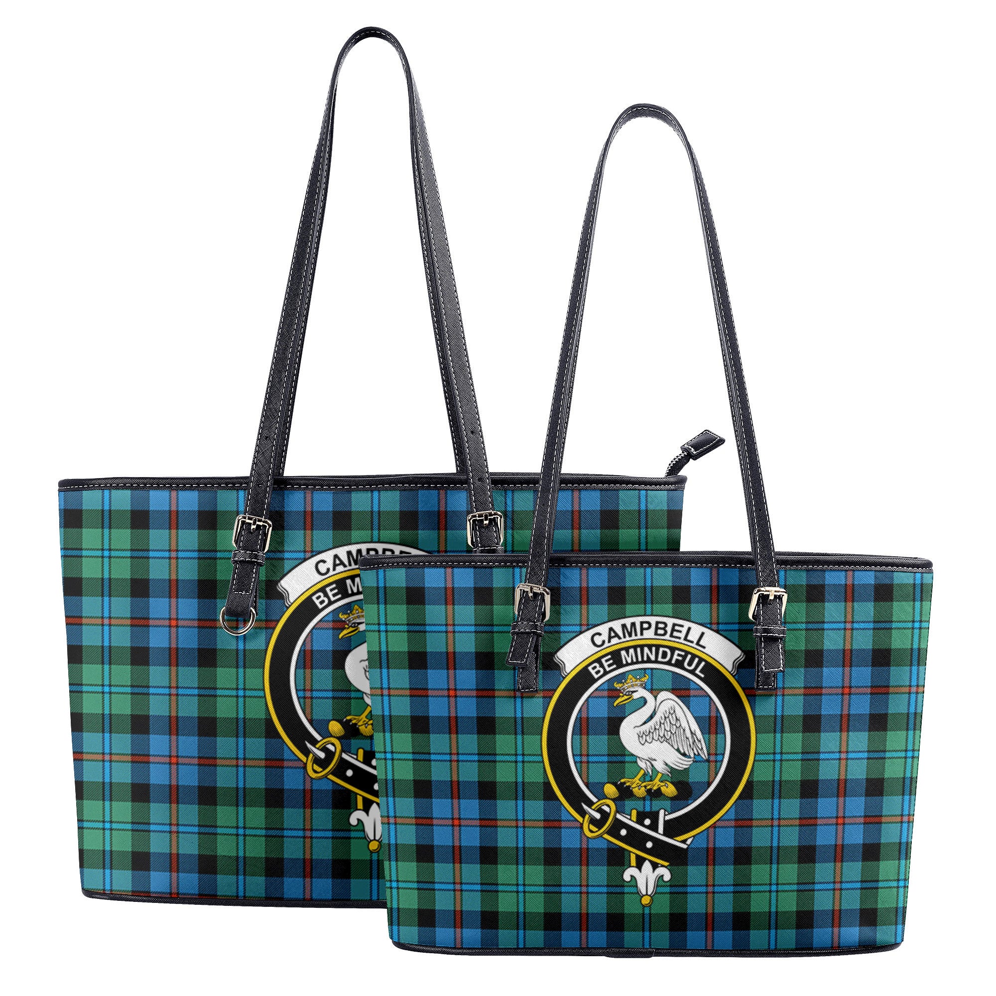 Campbell of Cawdor Ancient Tartan Crest Leather Tote Bag