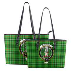 Clephan (or Clephane) Tartan Crest Leather Tote Bag