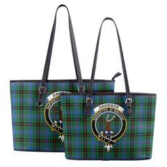 Davidson Ancient Tartan Crest Leather Tote Bag