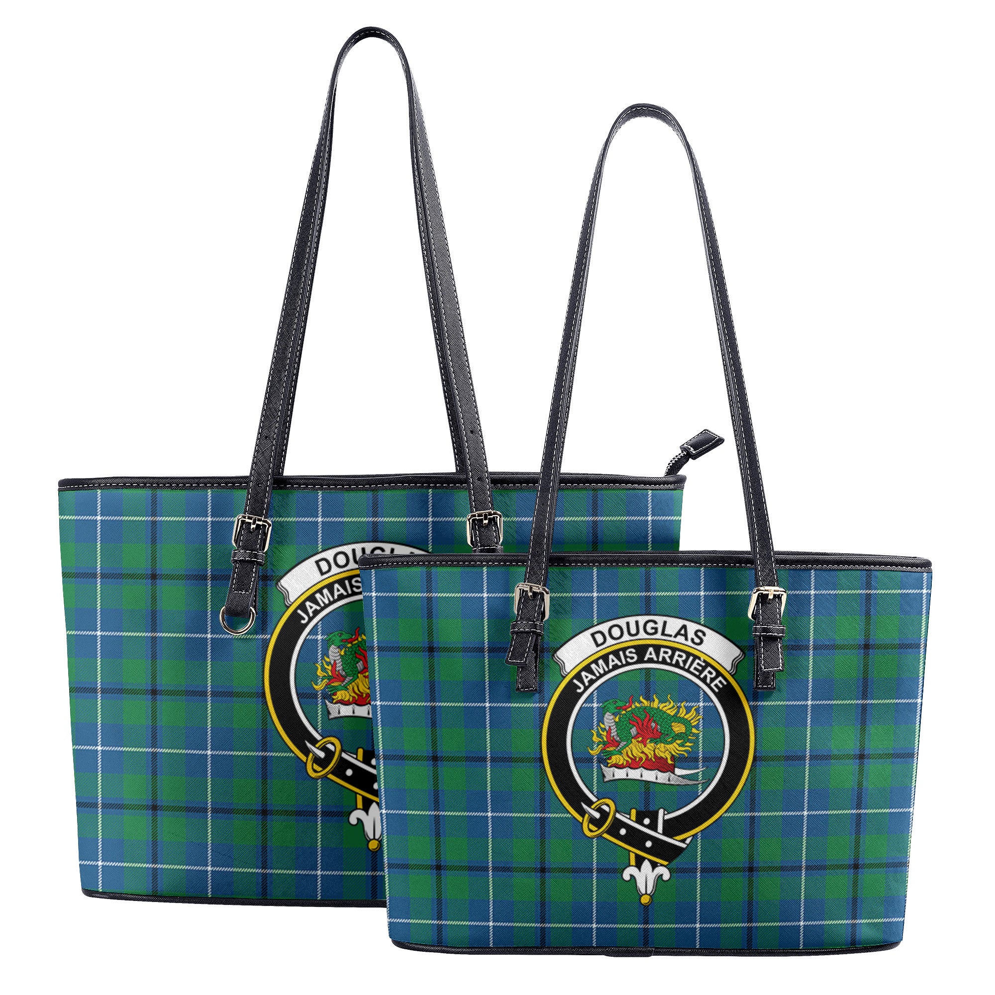 Douglas Ancient Tartan Crest Leather Tote Bag