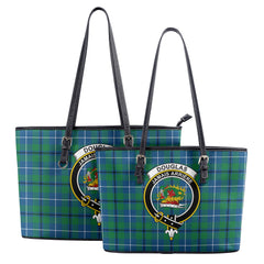 Douglas Ancient Tartan Crest Leather Tote Bag