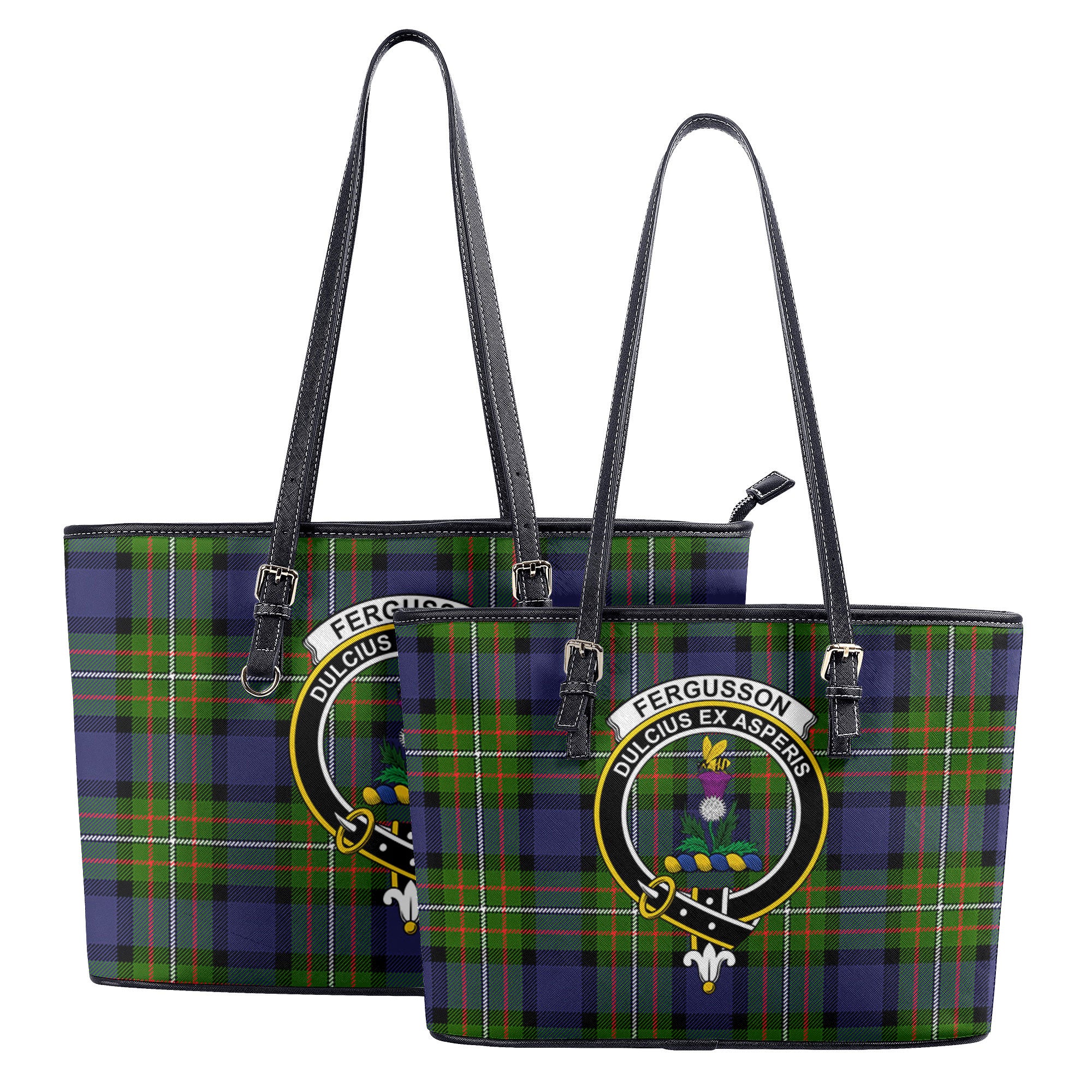 Fergusson Modern Tartan Crest Leather Tote Bag