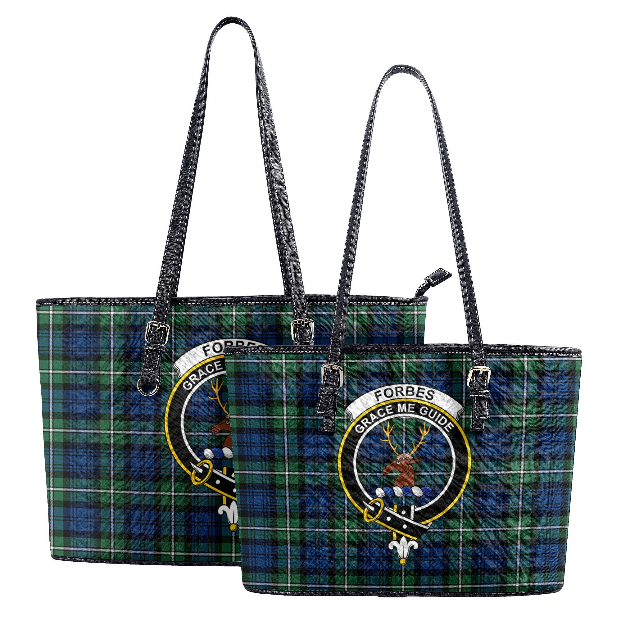 Forbes Ancient Tartan Crest Leather Tote Bag