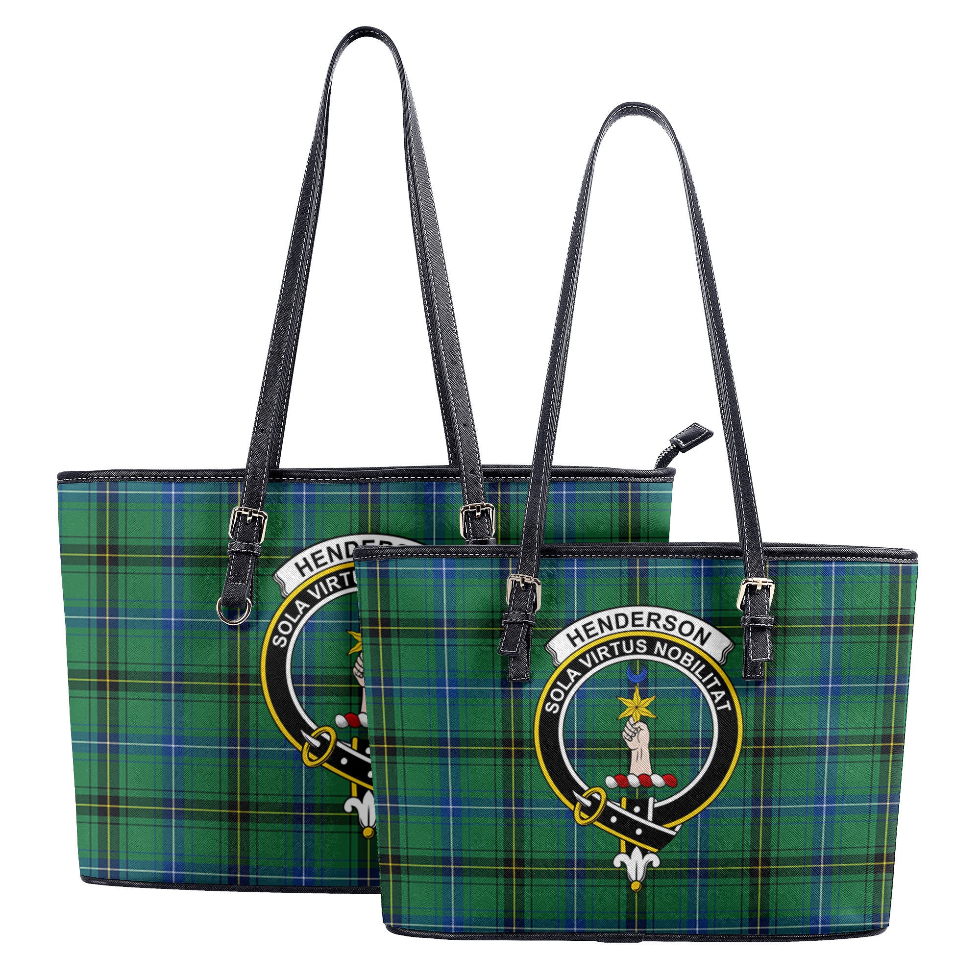Henderson Ancient Tartan Crest Leather Tote Bag