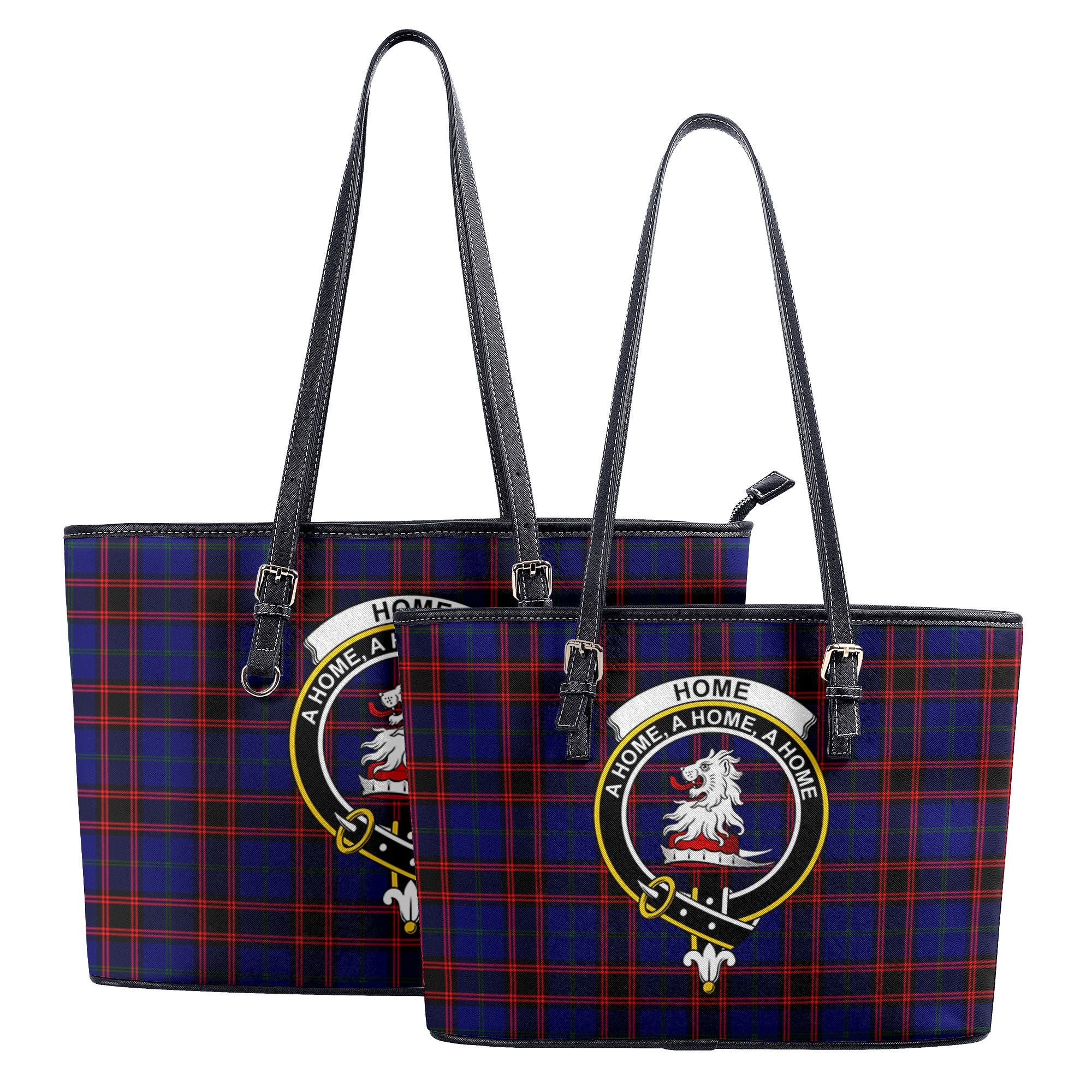 Home Modern Tartan Crest Leather Tote Bag