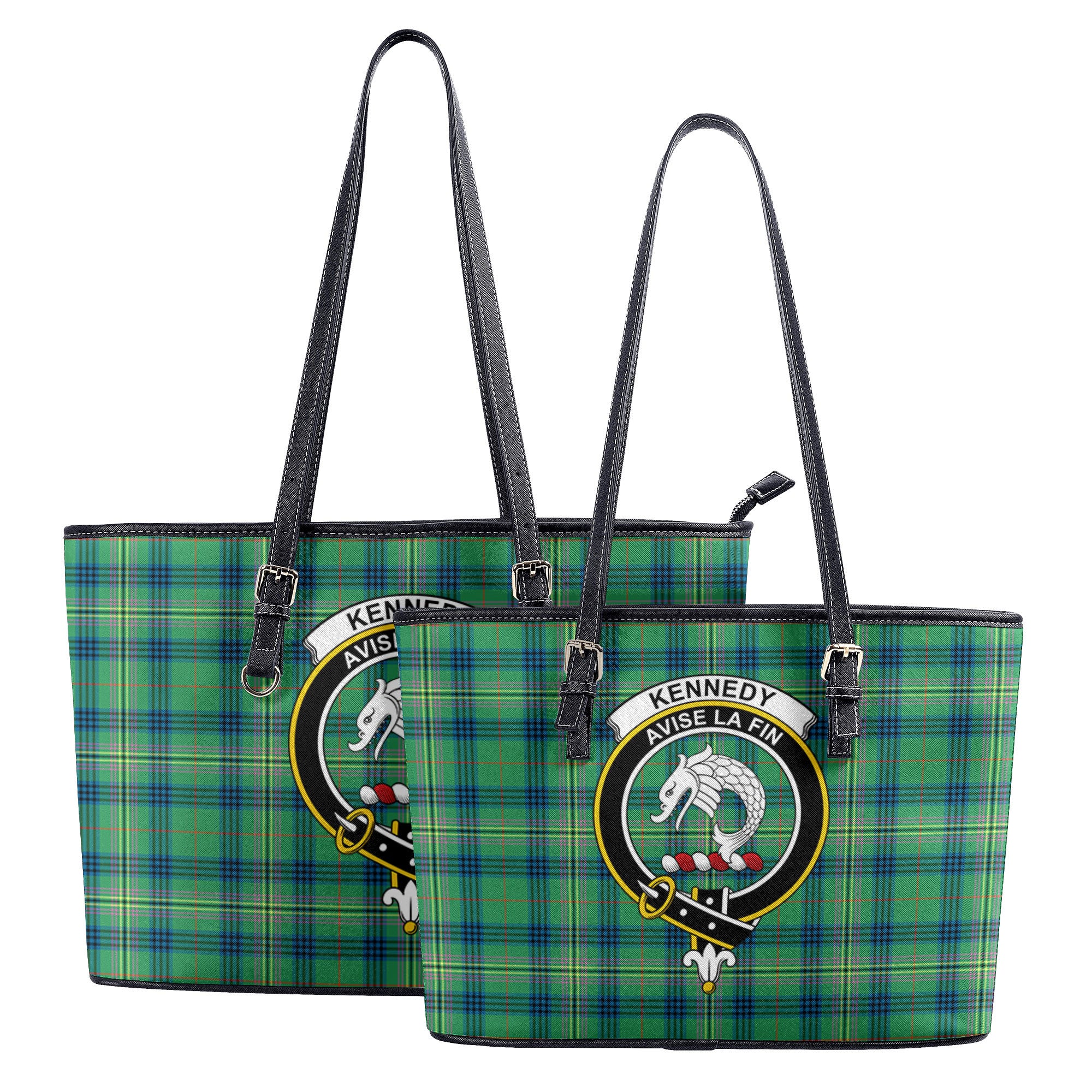 Kennedy Ancient Tartan Crest Leather Tote Bag