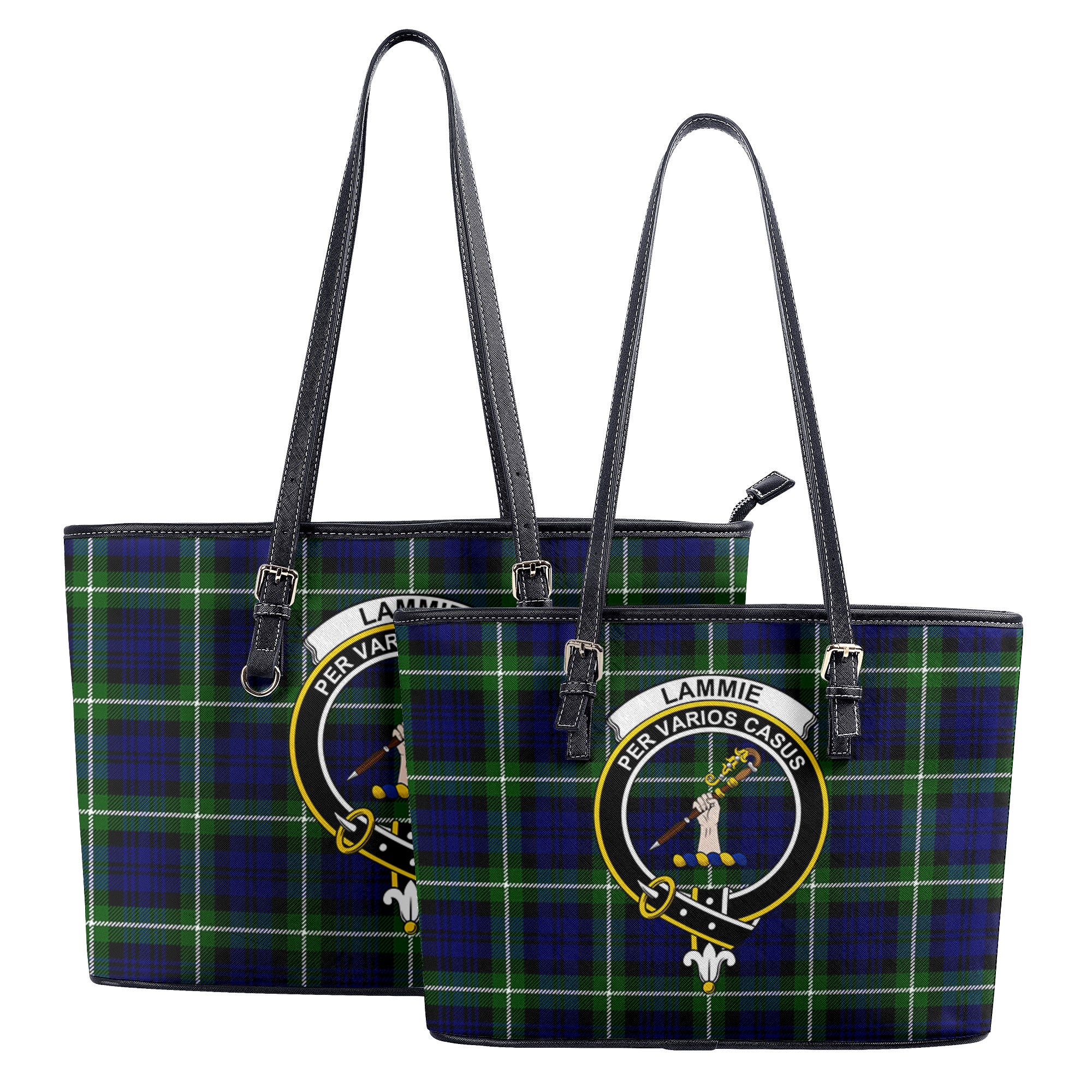 Lammie Tartan Crest Leather Tote Bag