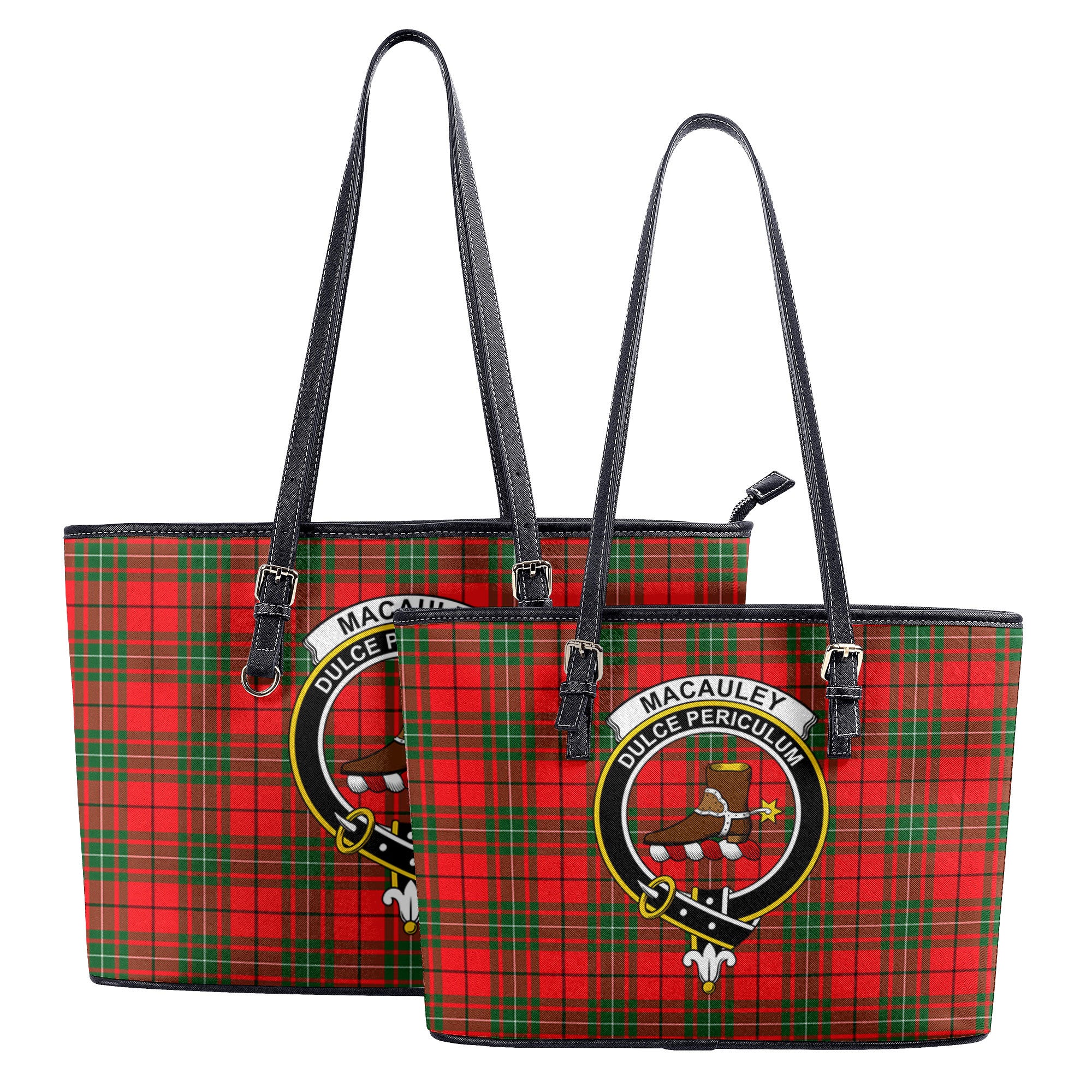 MacAuley Modern Tartan Crest Leather Tote Bag