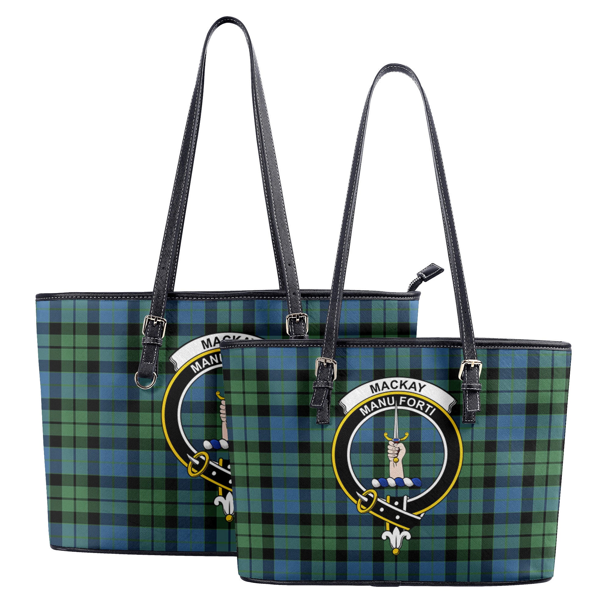 MacKay Ancient Tartan Crest Leather Tote Bag