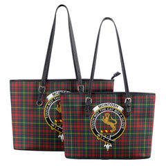 McIntosh Hunting Modern Tartan Crest Leather Tote Bag