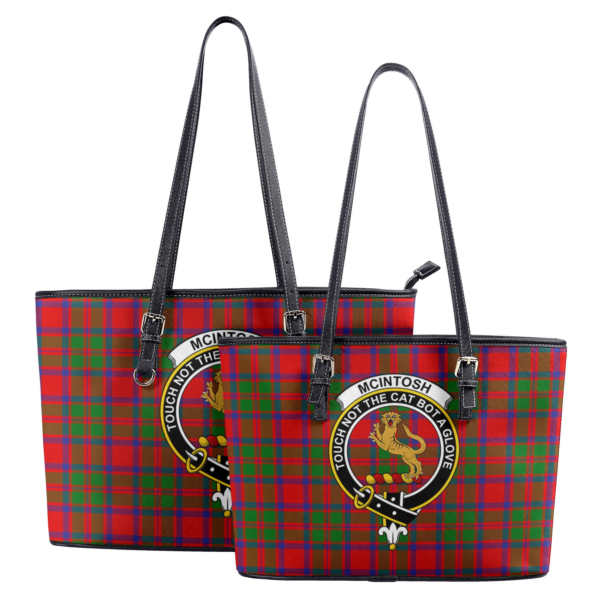 McIntosh Modern Tartan Crest Leather Tote Bag