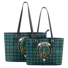 McKinlay Ancient Tartan Crest Leather Tote Bag