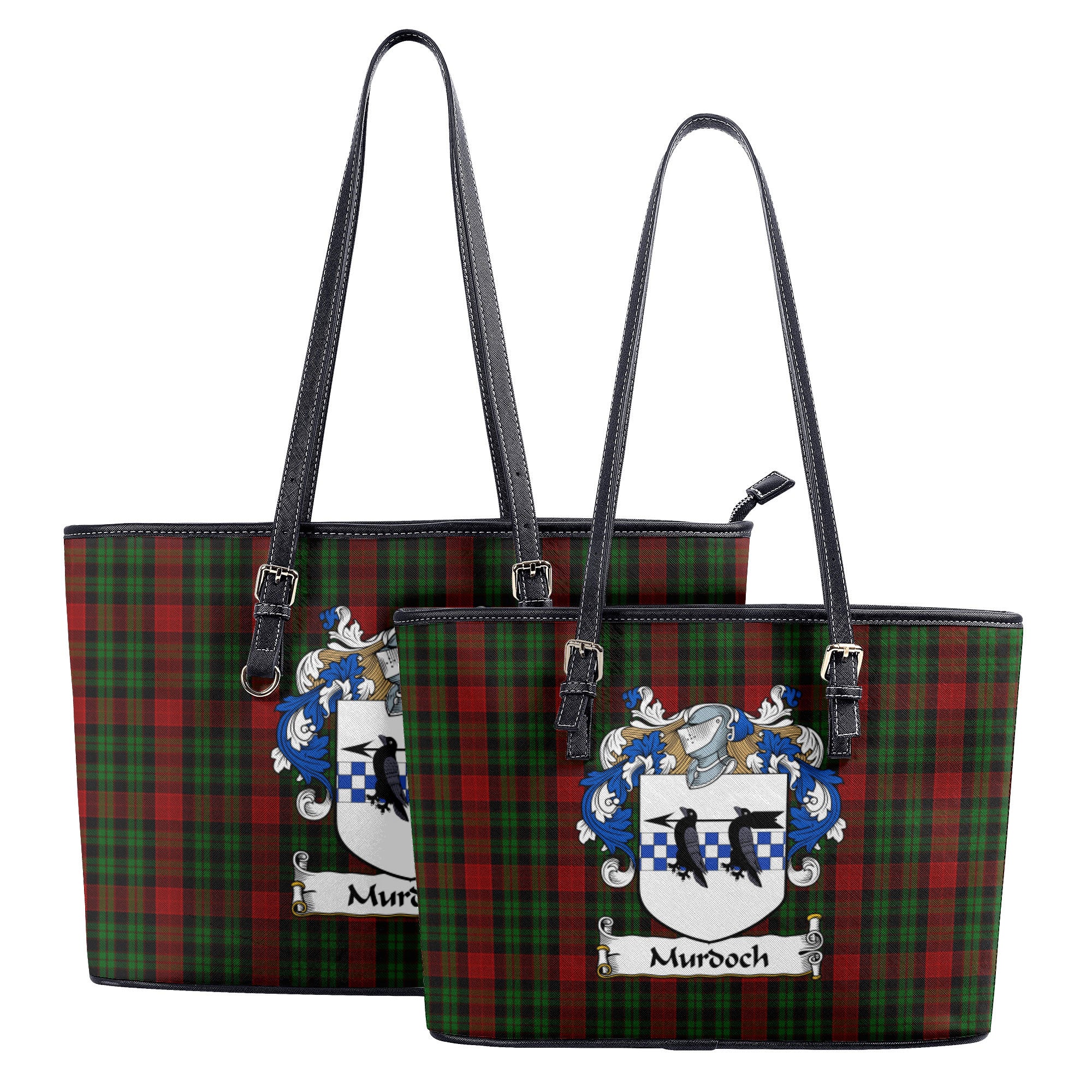 Murdoch Tartan Crest Leather Tote Bag