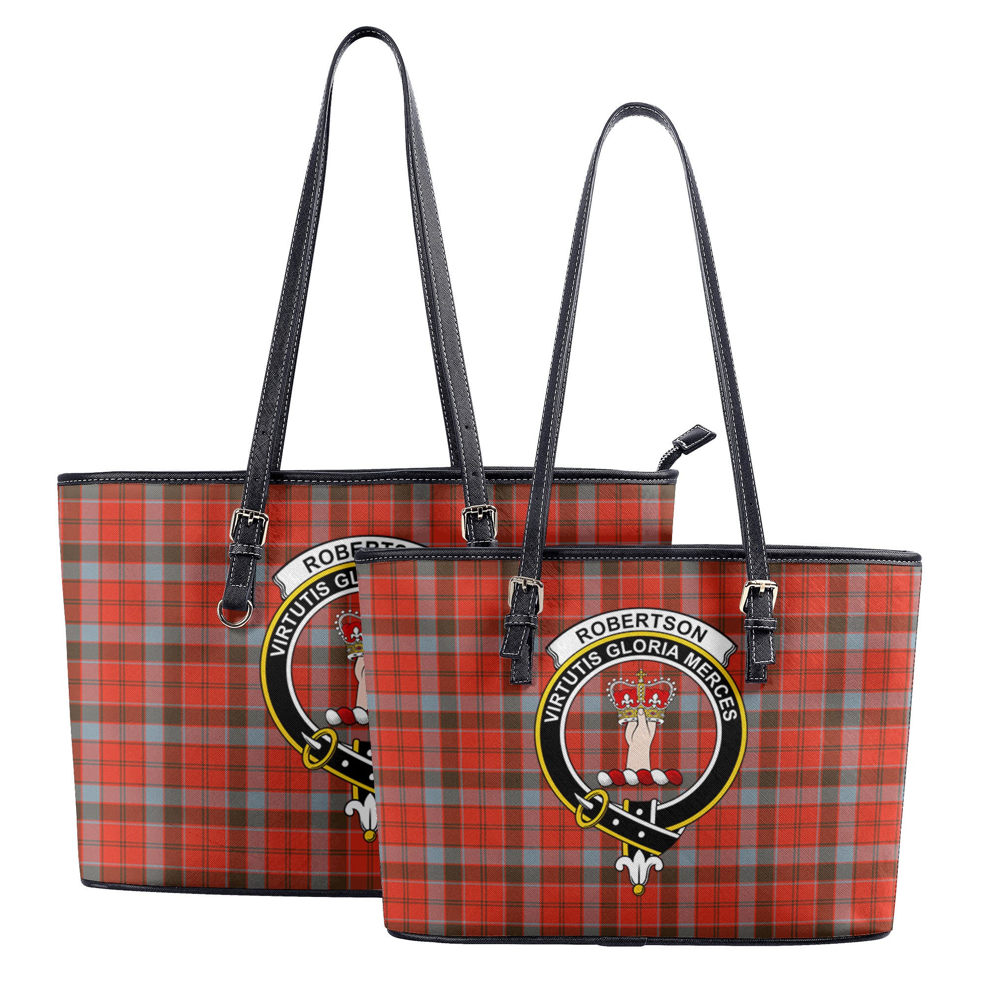 Robertson Weathered Tartan Crest Leather Tote Bag