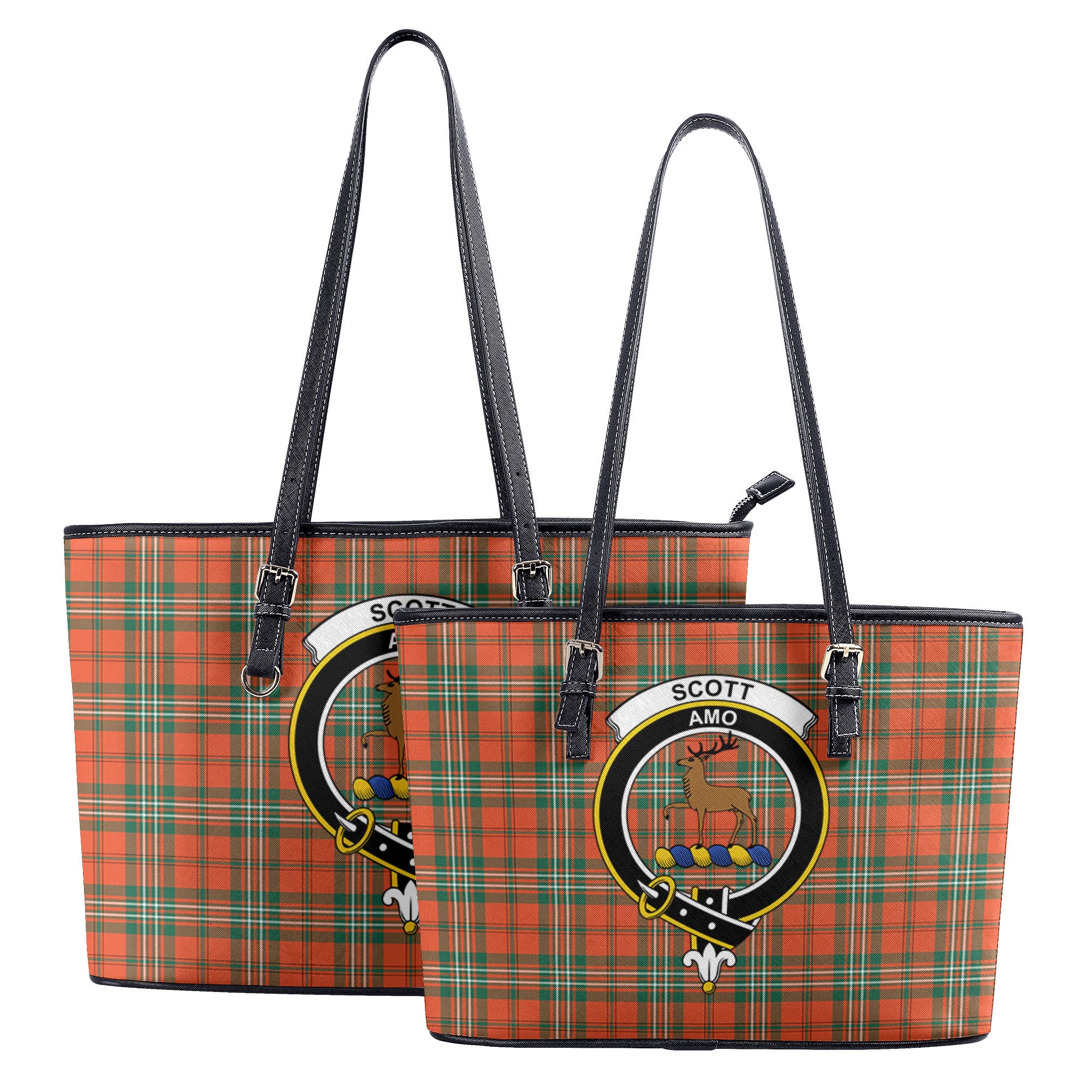 Scott Ancient Tartan Crest Leather Tote Bag