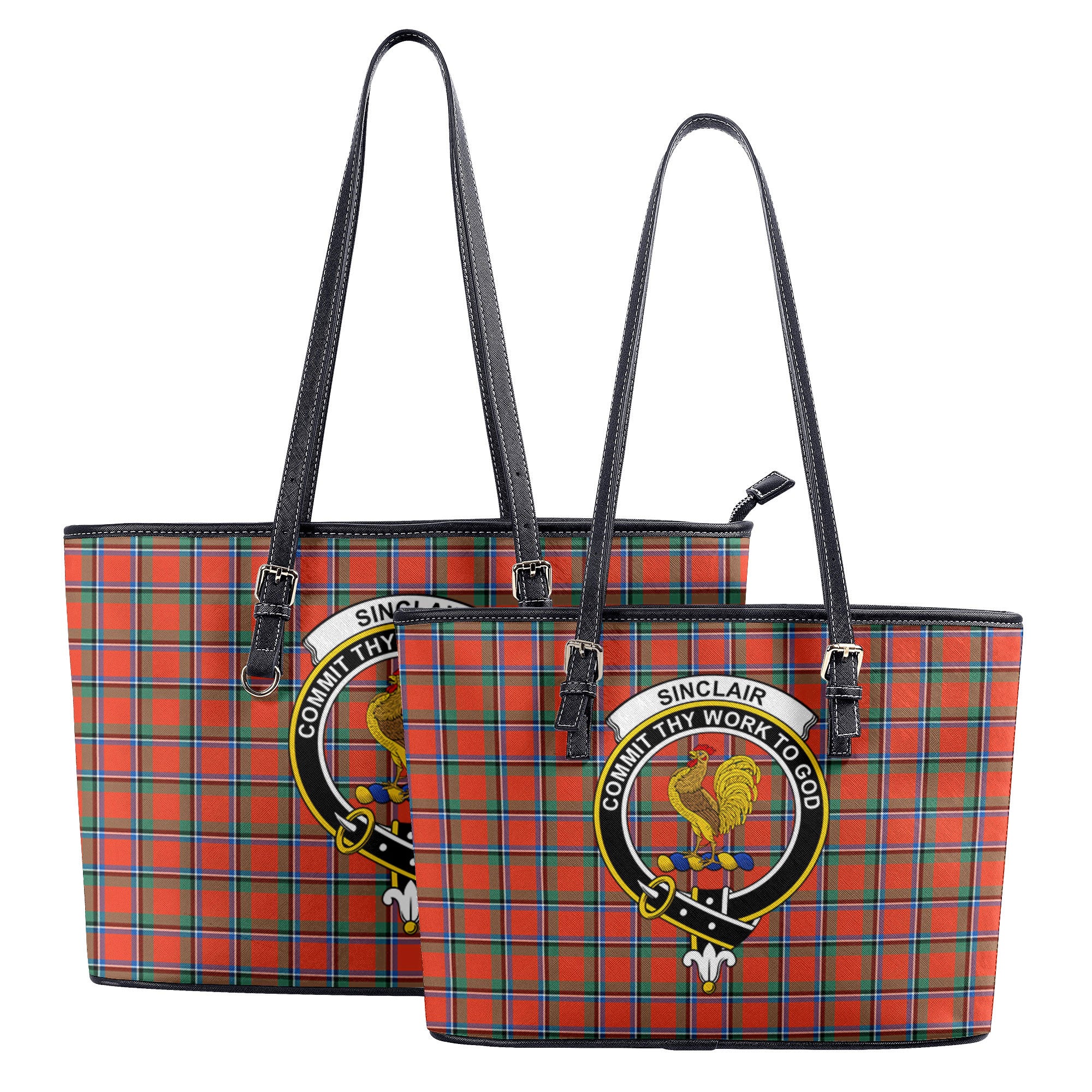 Sinclair Ancient Tartan Crest Leather Tote Bag