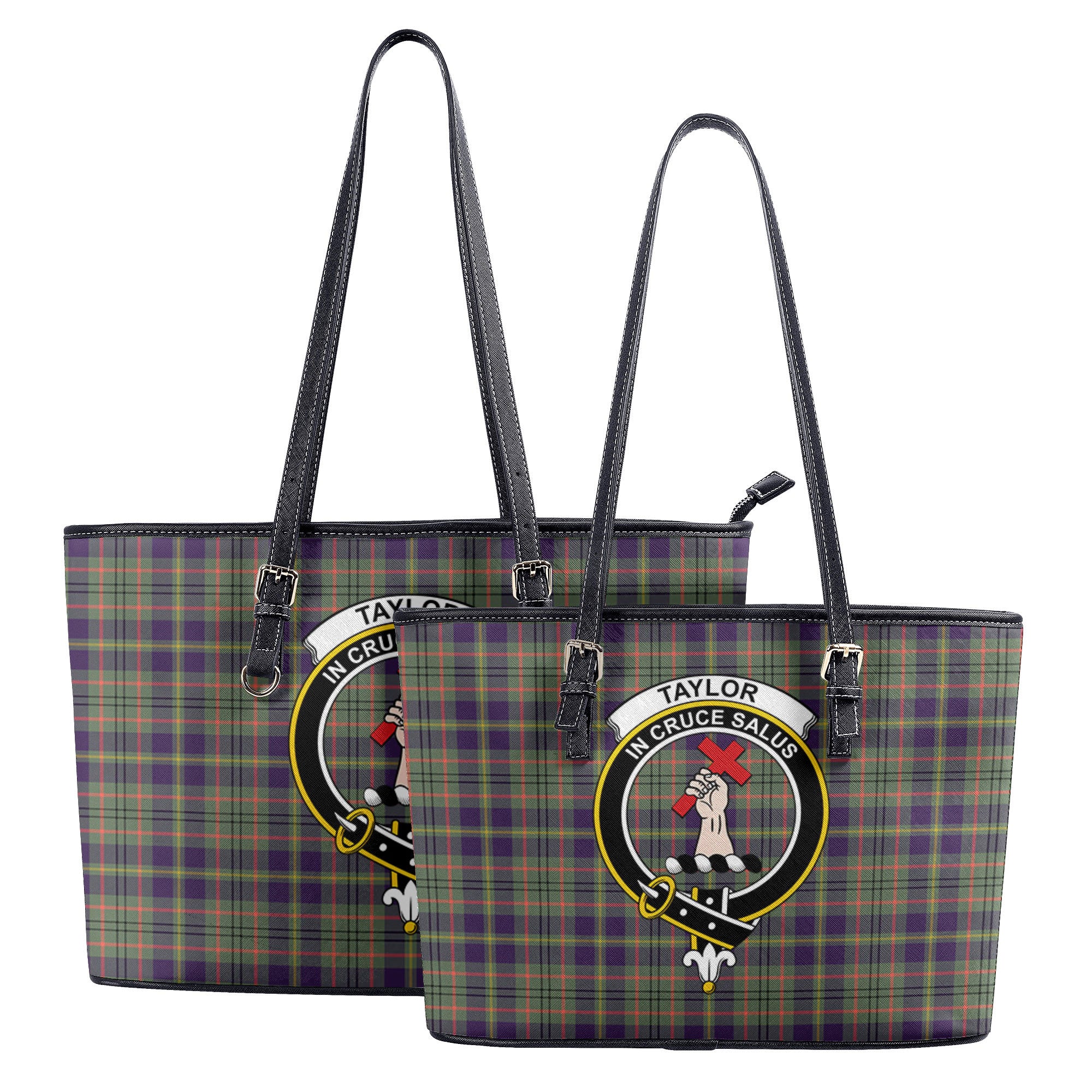 Taylor Weathered Tartan Crest Leather Tote Bag