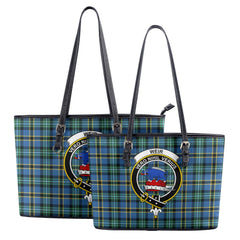 Weir Ancient Tartan Crest Leather Tote Bag