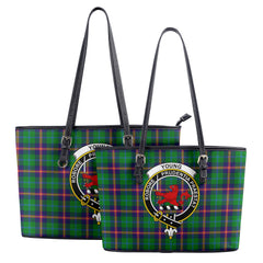 Young Modern Tartan Crest Leather Tote Bag