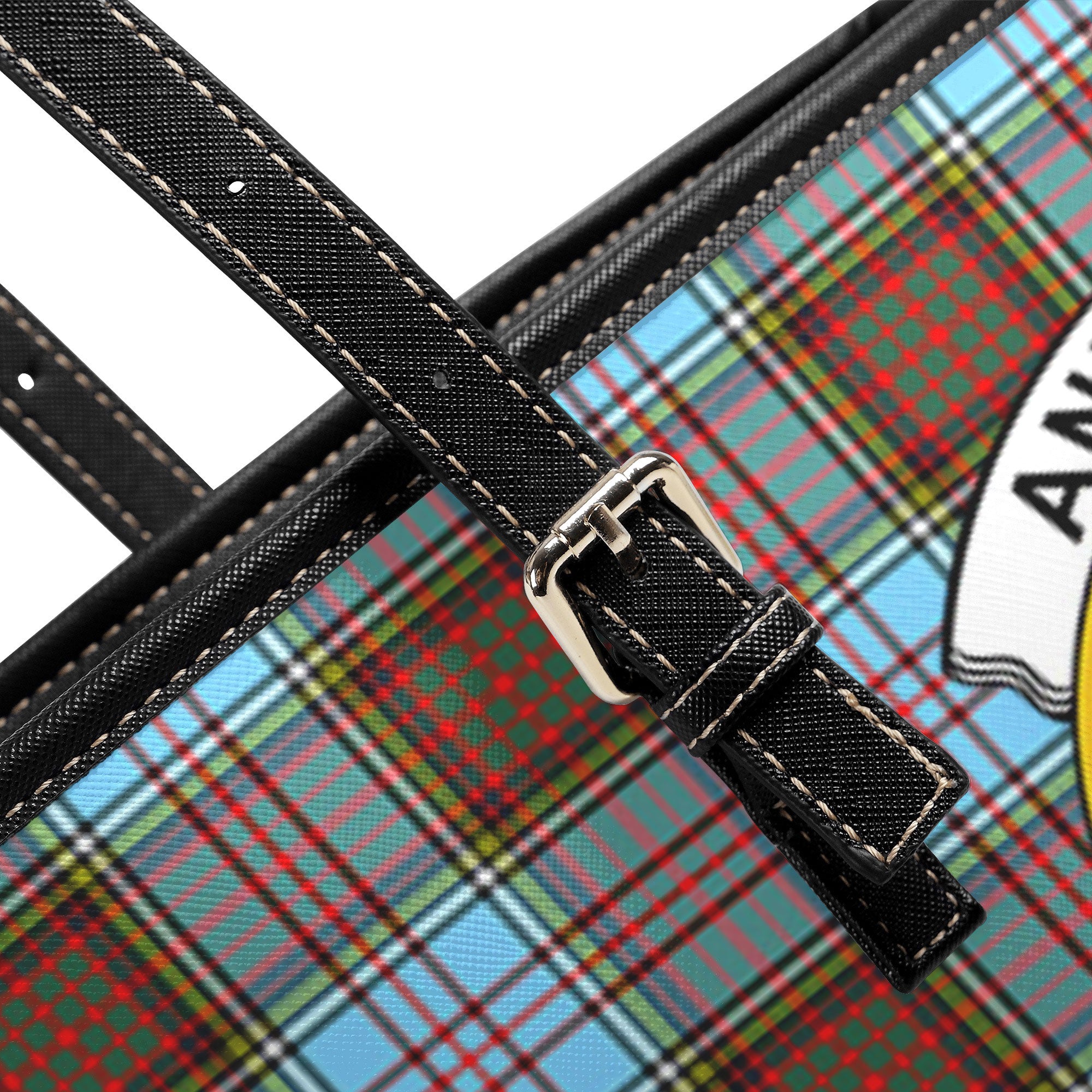 Anderson Ancient Tartan Crest Leather Tote Bag