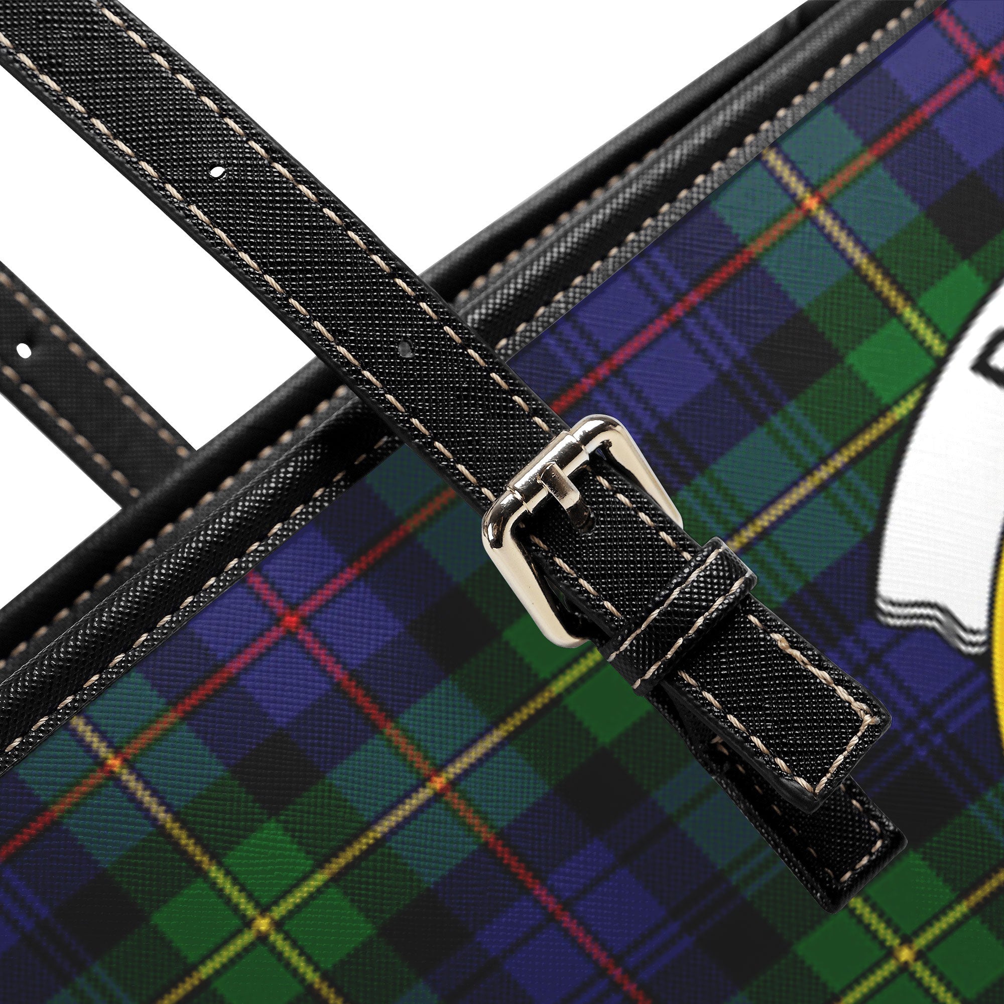 Baillie Tartan Crest Leather Tote Bag