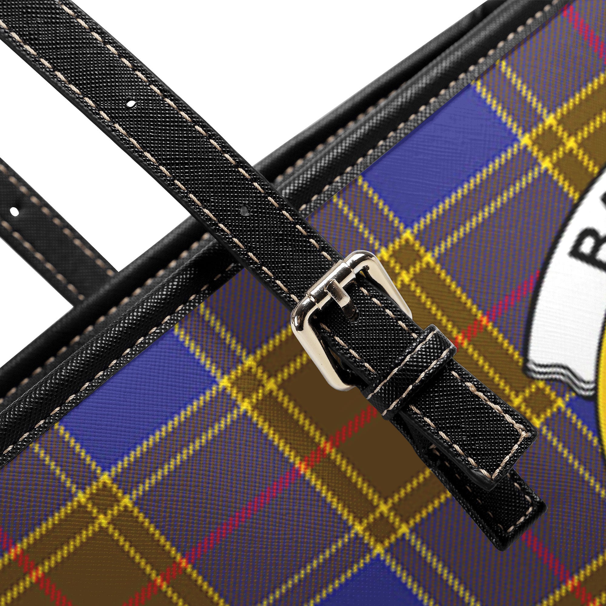 Balfour Modern Tartan Crest Leather Tote Bag