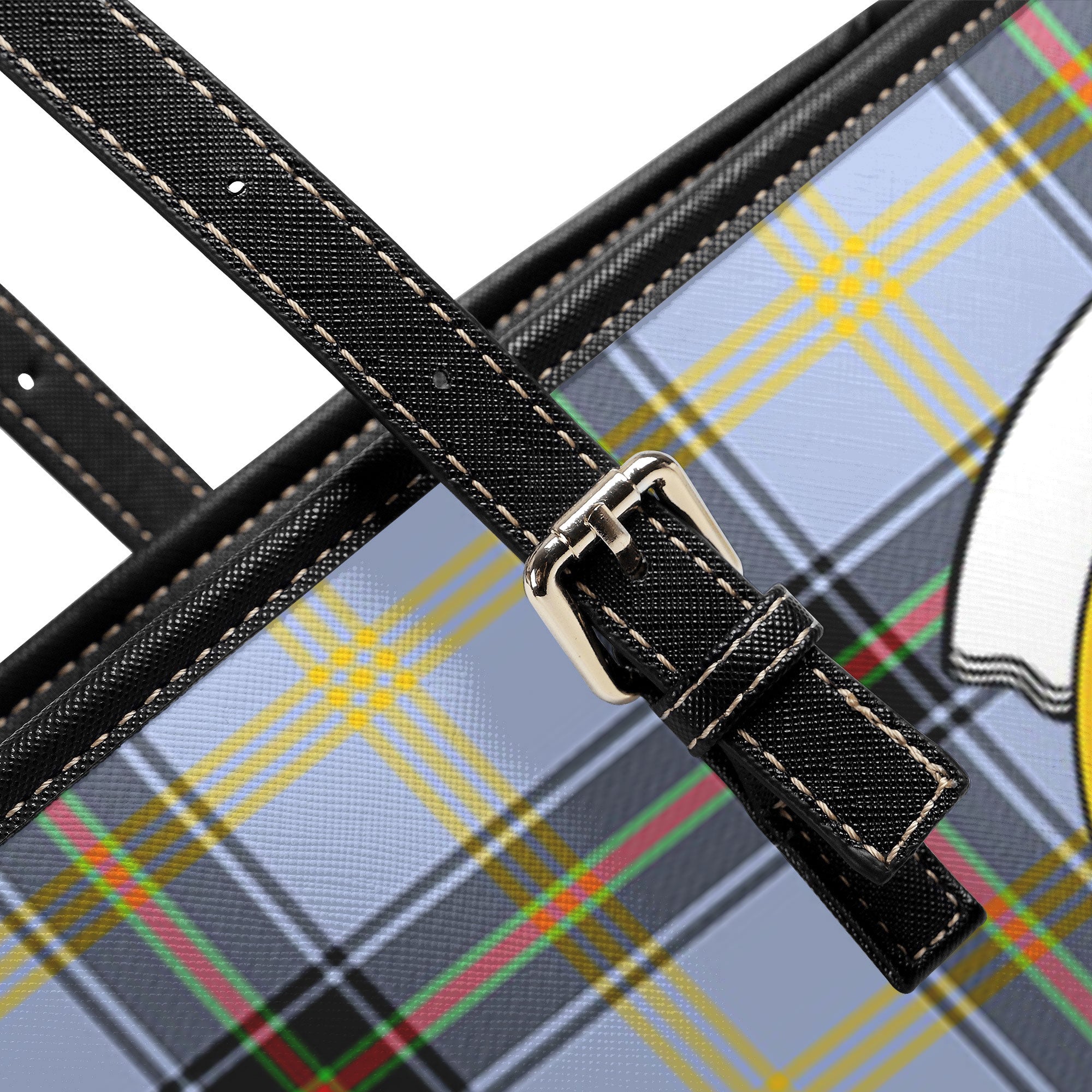 Bell of the Borders Tartan Crest Leather Tote Bag