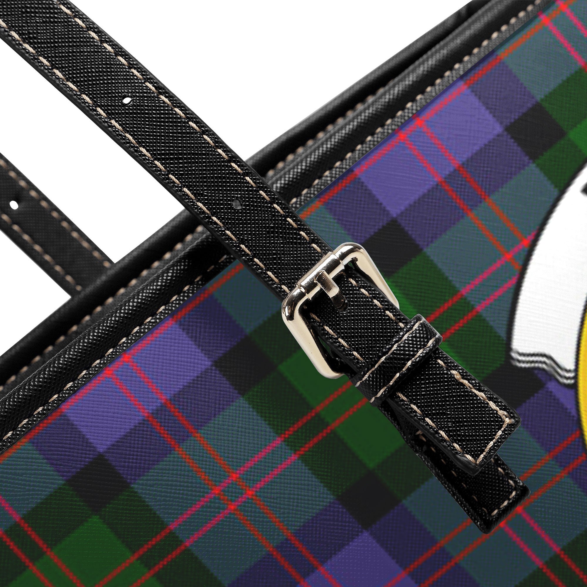 Blair Modern Tartan Crest Leather Tote Bag