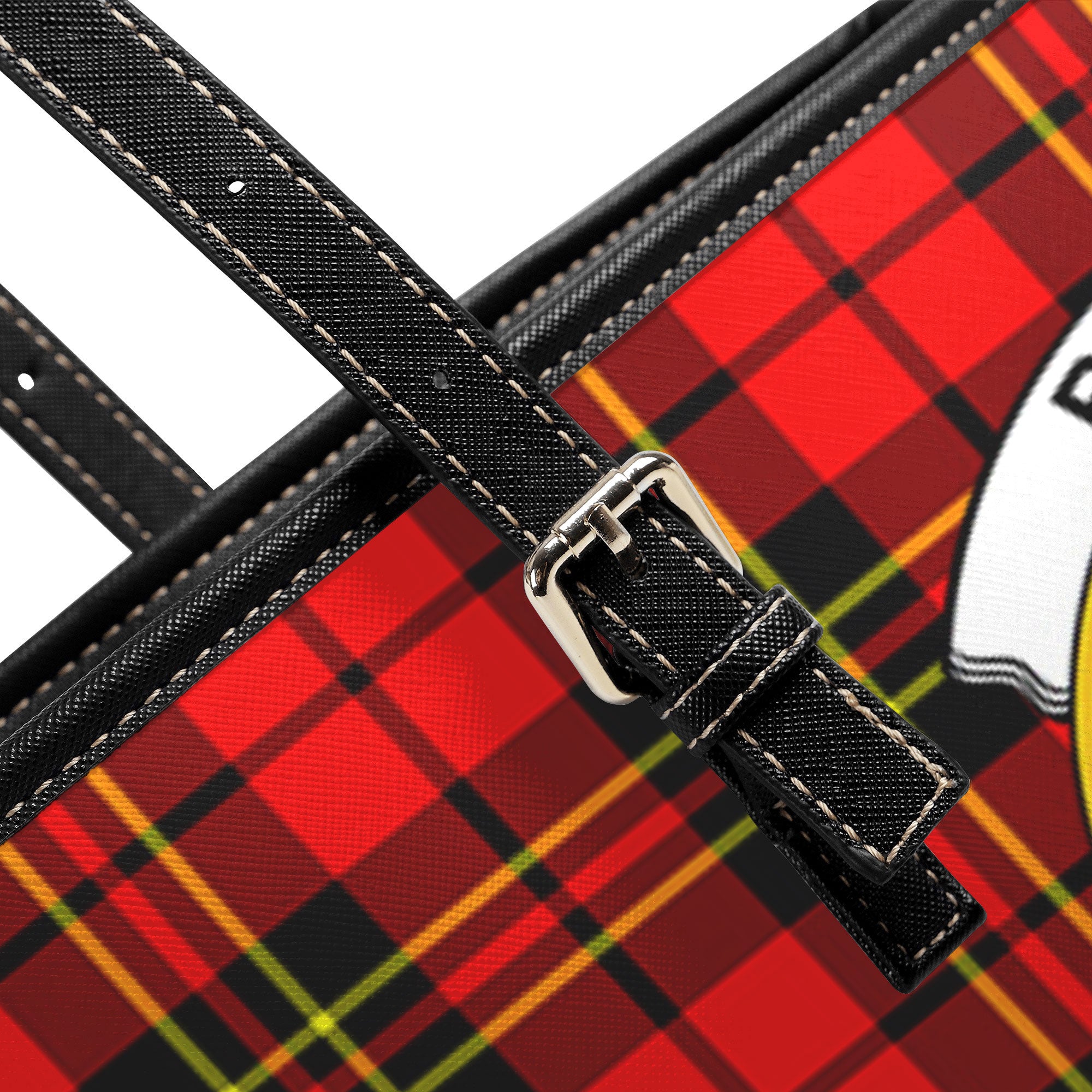 Brodie Modern Tartan Crest Leather Tote Bag