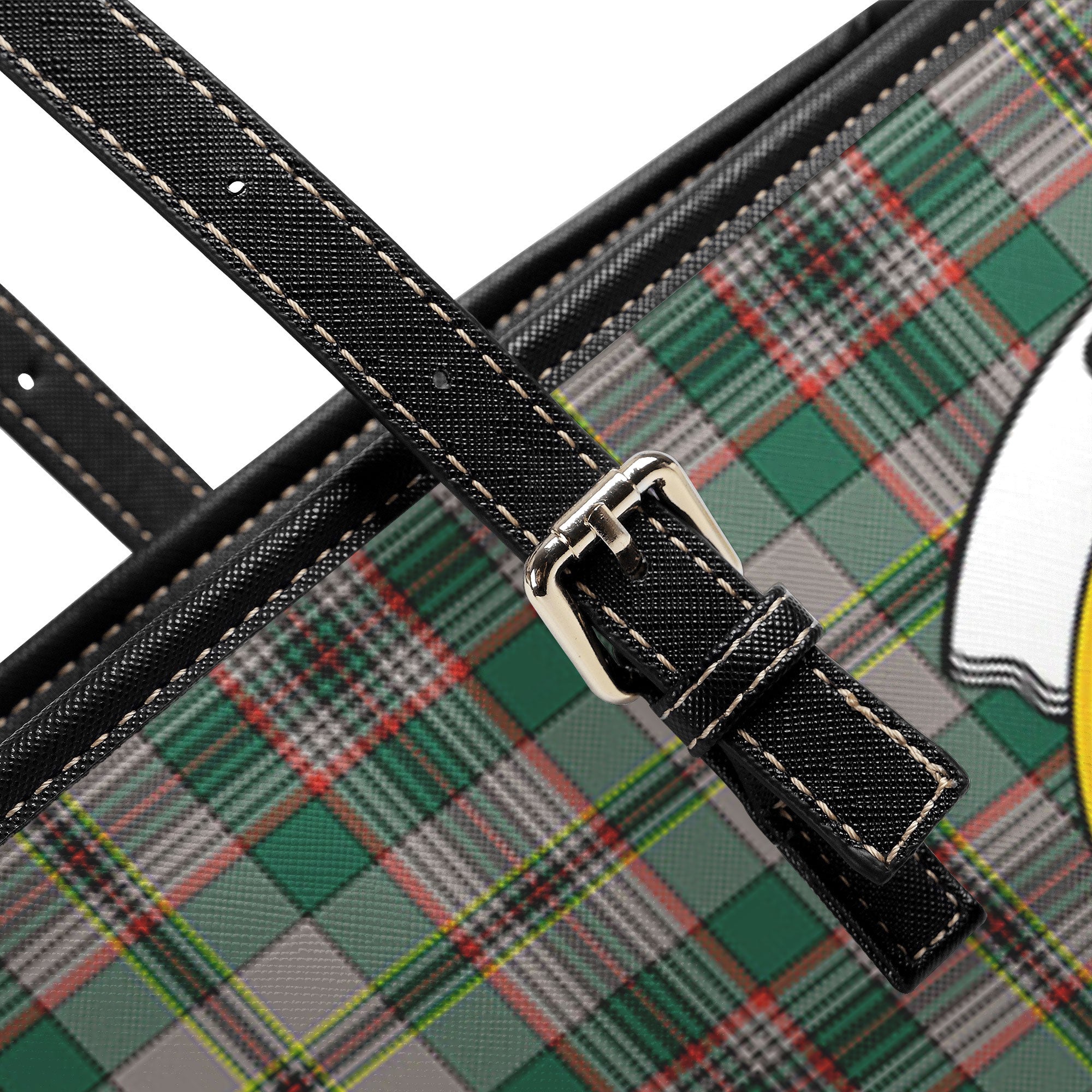 Craig Ancient Tartan Crest Leather Tote Bag