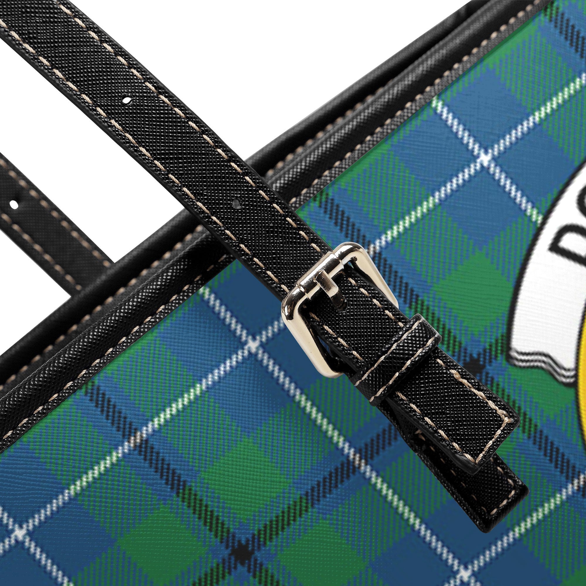 Douglas Ancient Tartan Crest Leather Tote Bag