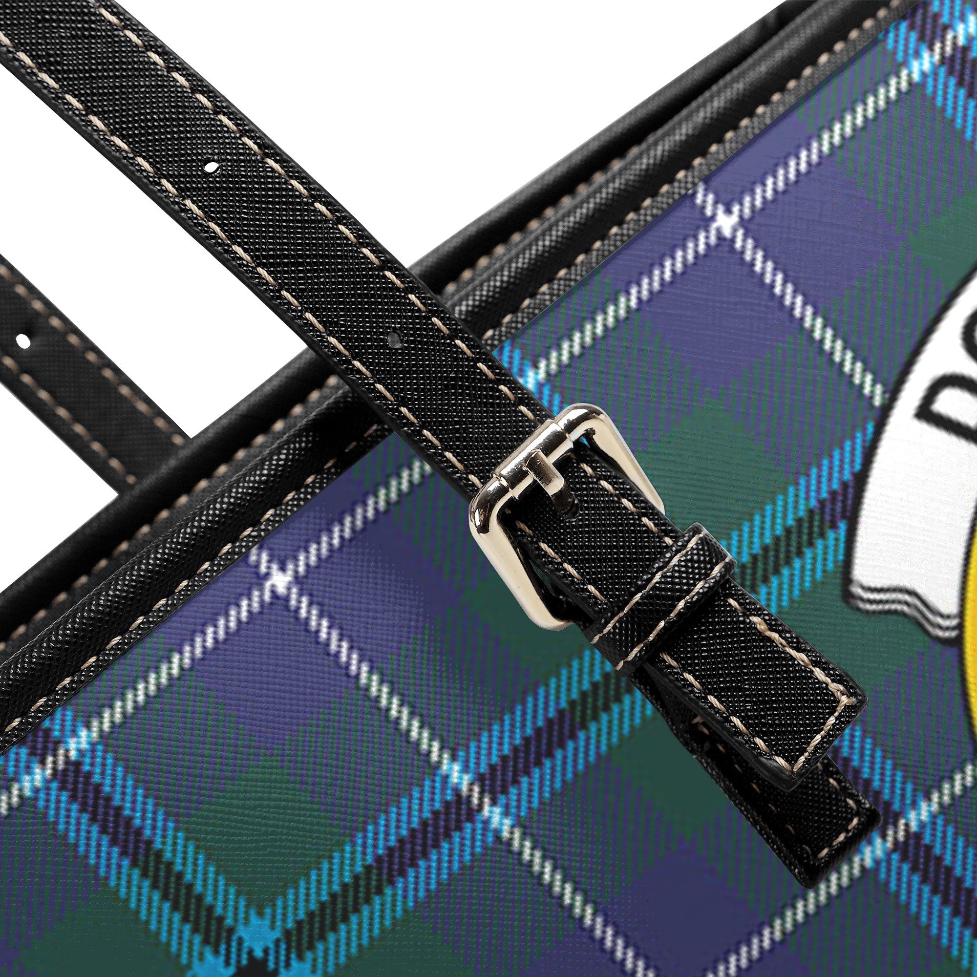 Douglas Modern Tartan Crest Leather Tote Bag