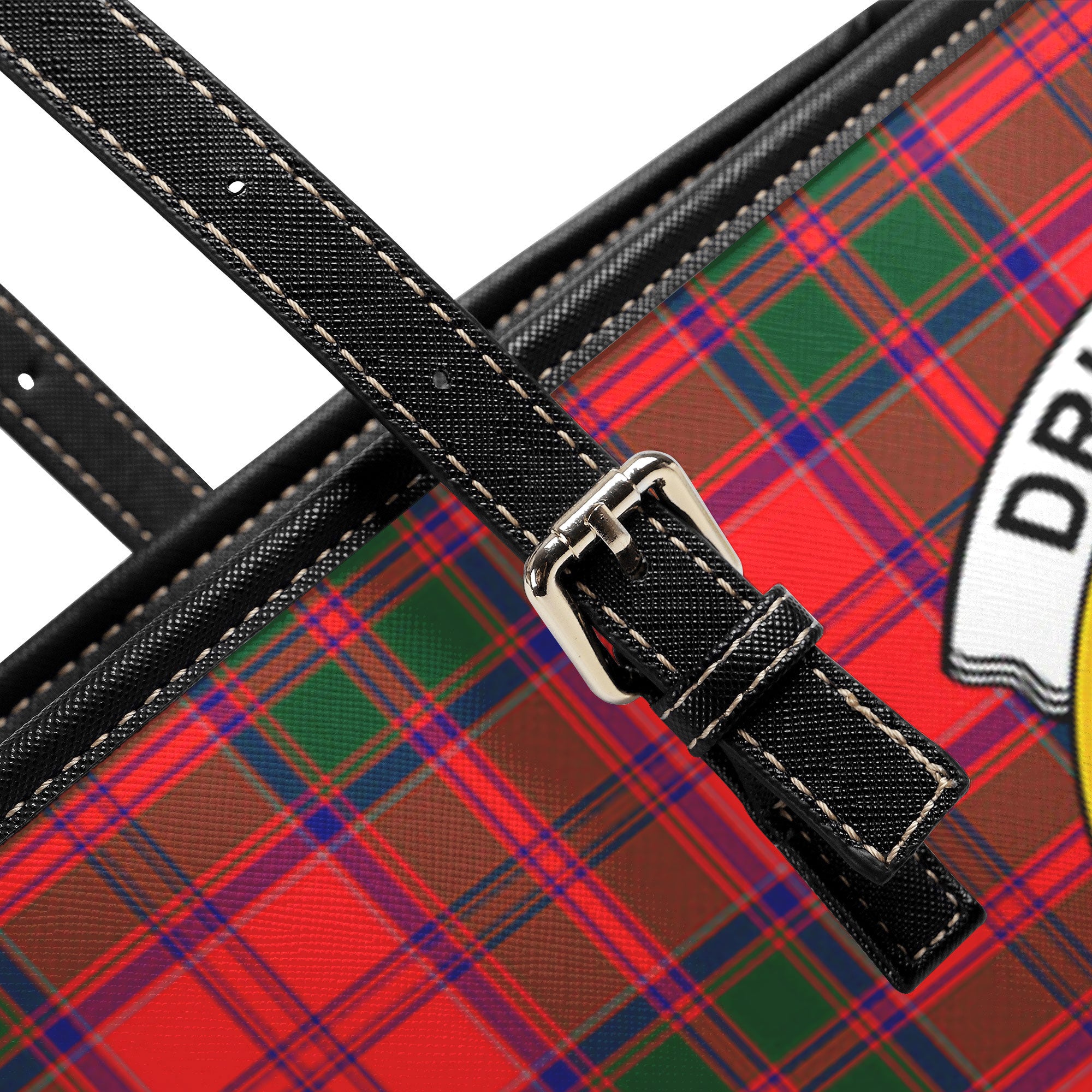 Drummond Modern Tartan Crest Leather Tote Bag