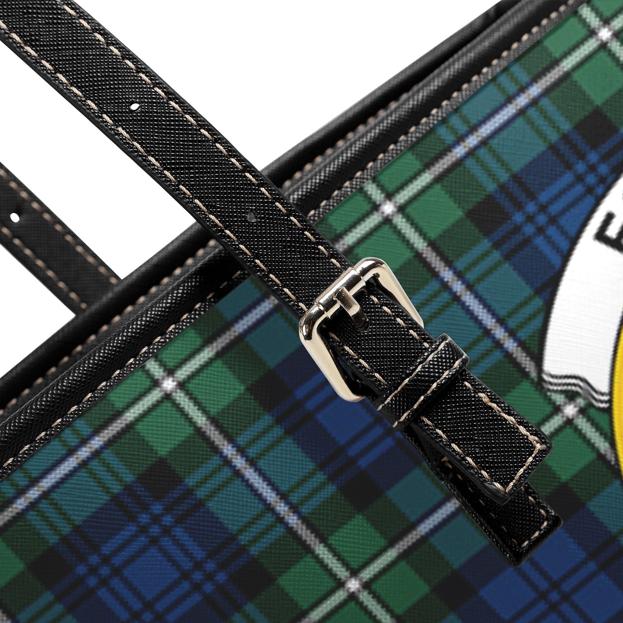 Forbes Ancient Tartan Crest Leather Tote Bag