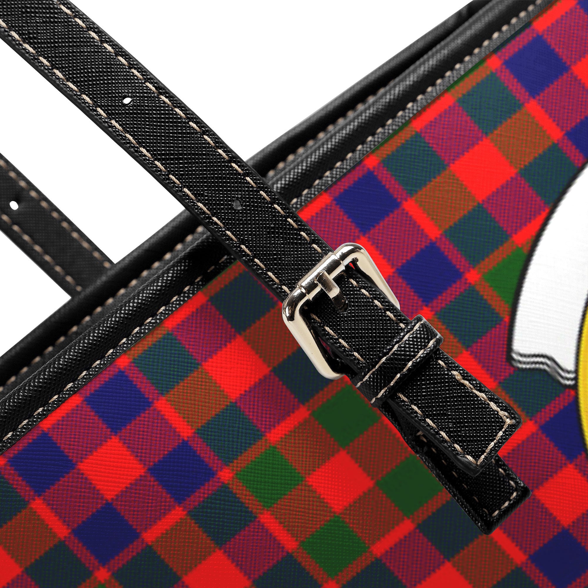 Gow (or McGouan) Tartan Crest Leather Tote Bag