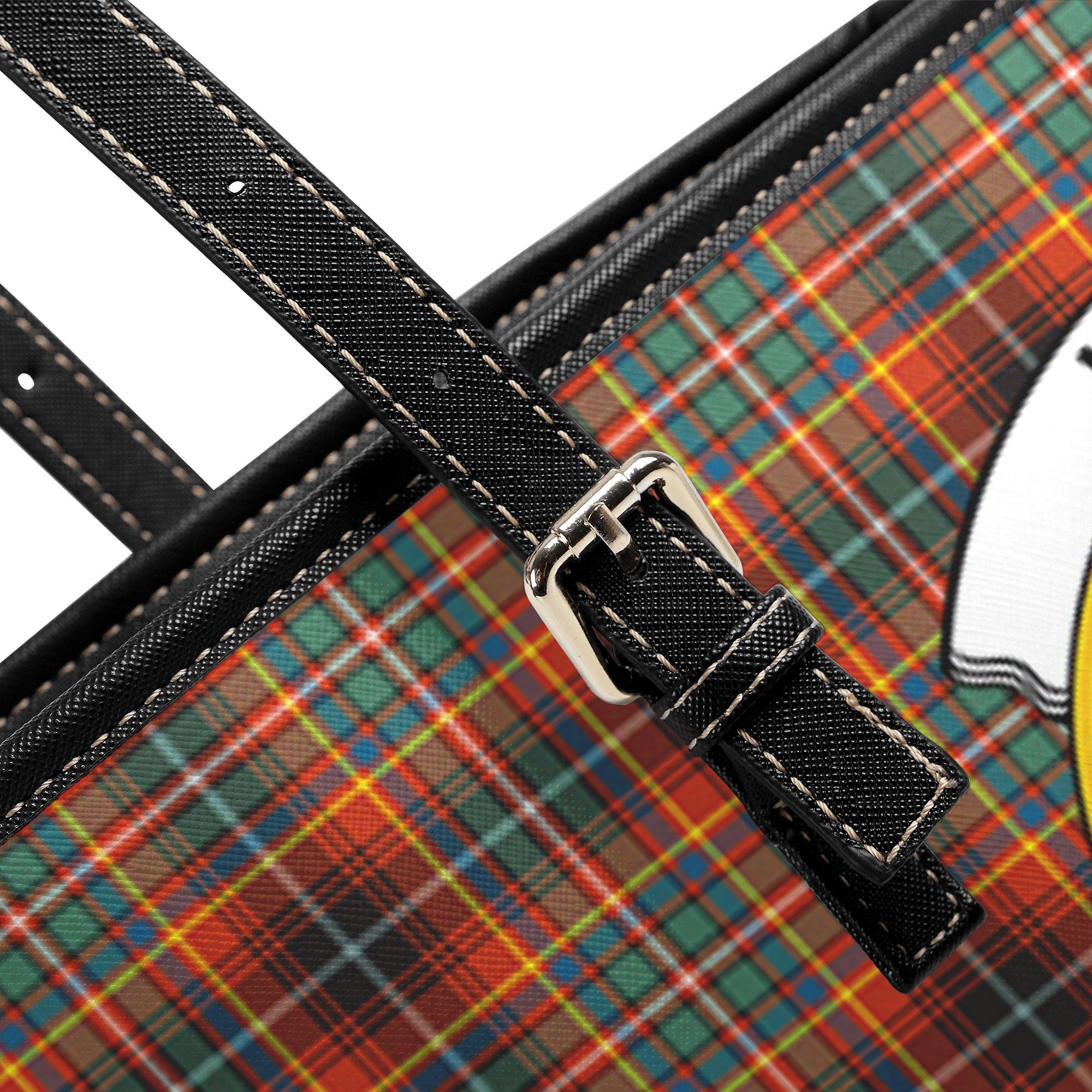 Innes Ancient Tartan Crest Leather Tote Bag