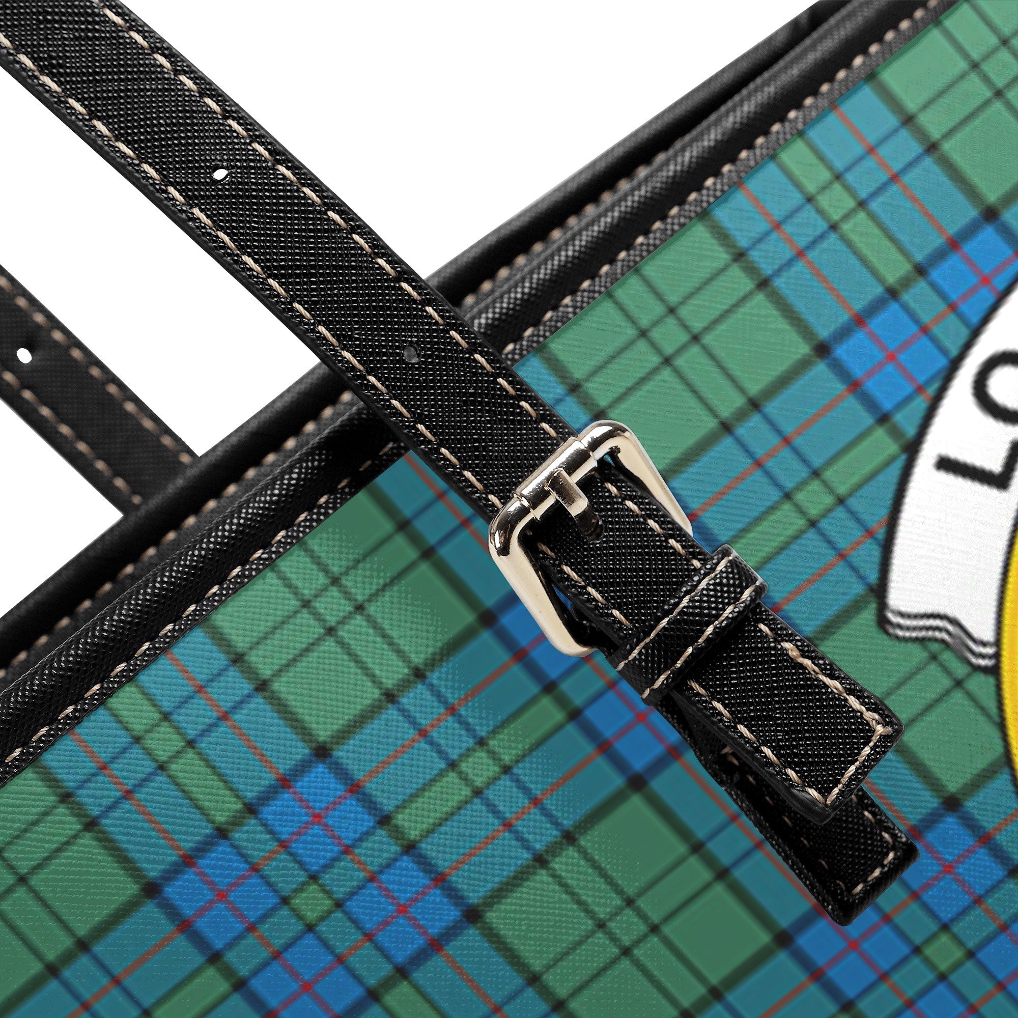 Lockhart Tartan Crest Leather Tote Bag