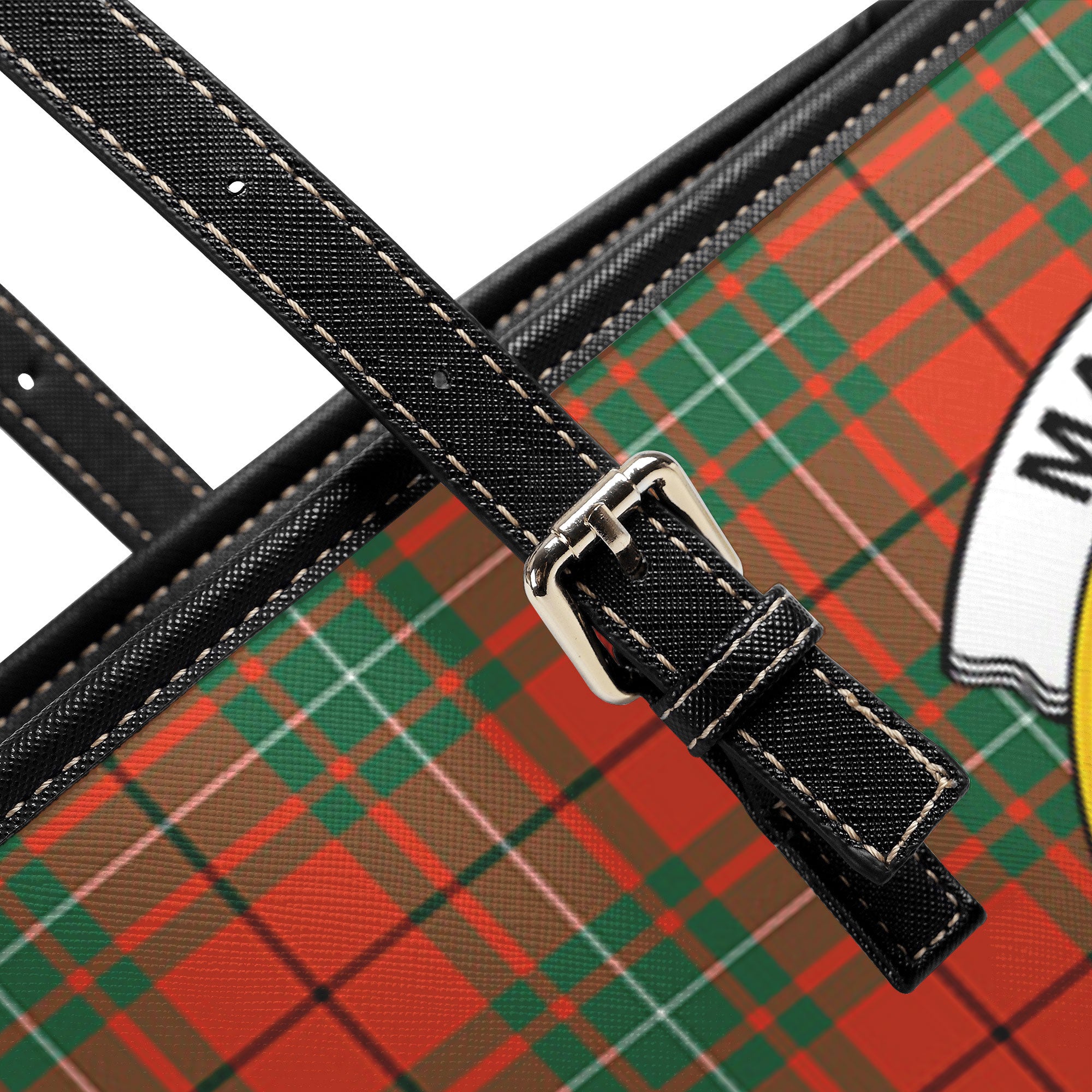 MacAulay Ancient Tartan Crest Leather Tote Bag