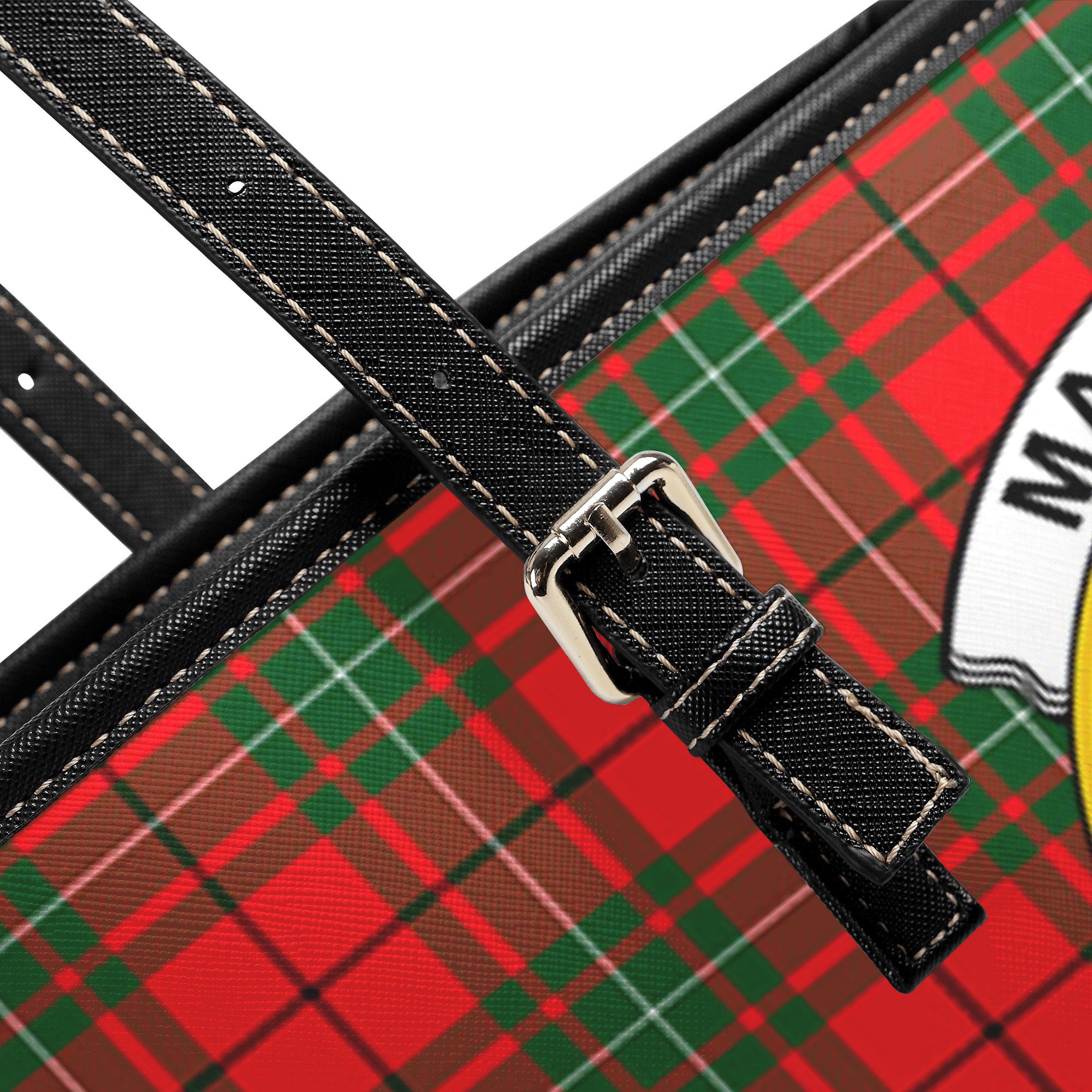 MacAuley Modern Tartan Crest Leather Tote Bag