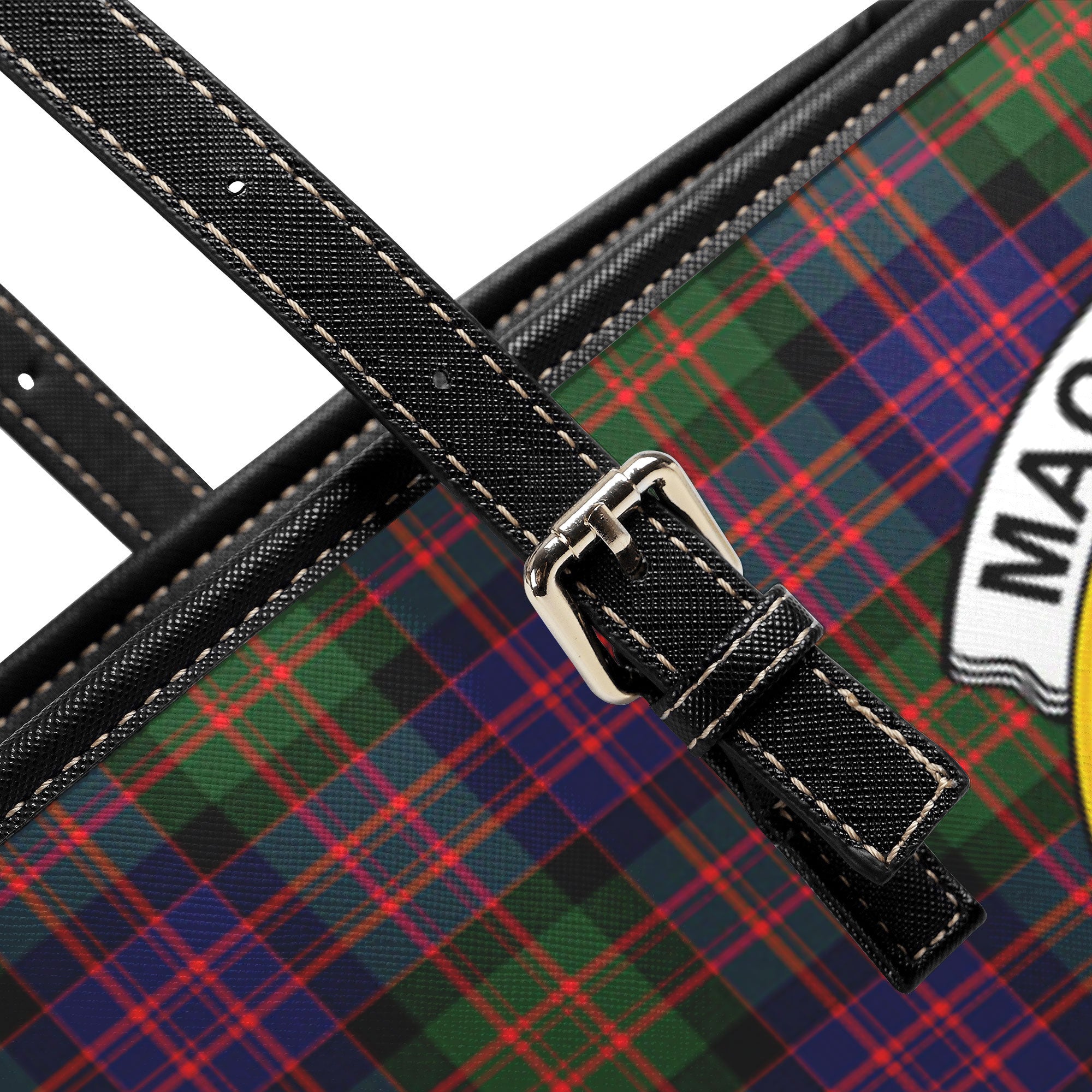 MacDonnell of Glengarry Modern Tartan Crest Leather Tote Bag