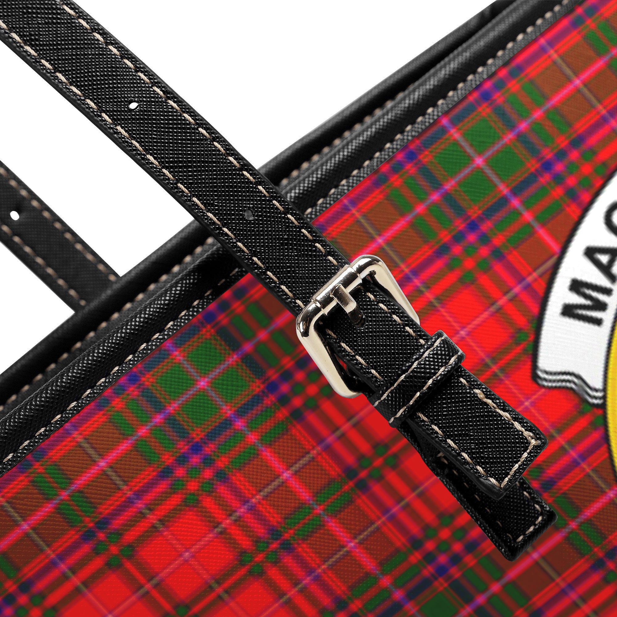 MacDougall Modern Tartan Crest Leather Tote Bag
