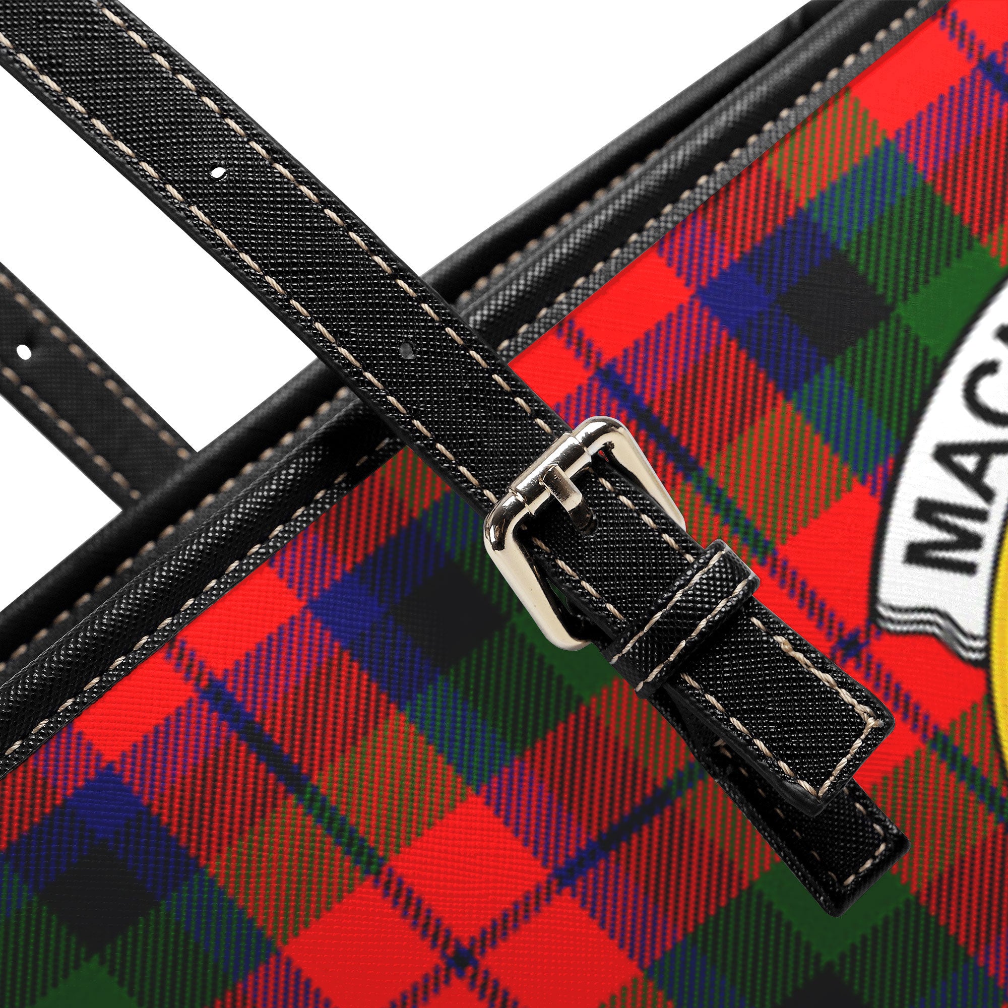 MacNaughton Modern Tartan Crest Leather Tote Bag