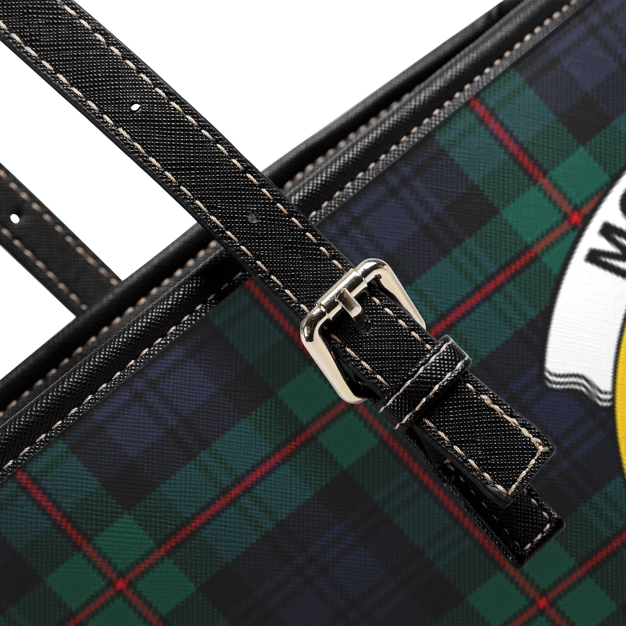 McKinlay Modern Tartan Crest Leather Tote Bag