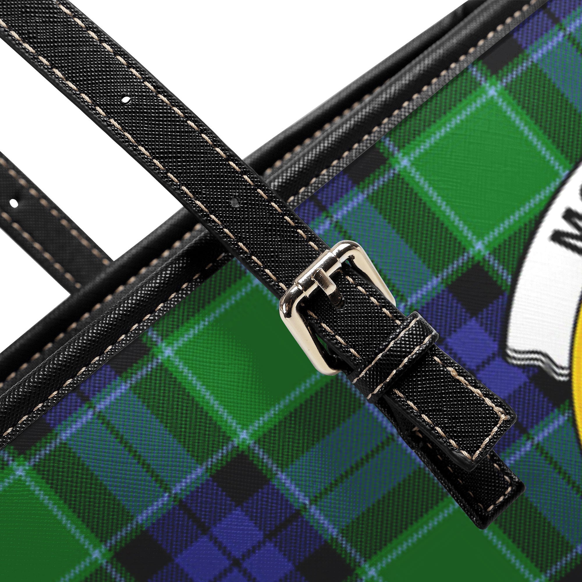 Monteith Tartan Crest Leather Tote Bag