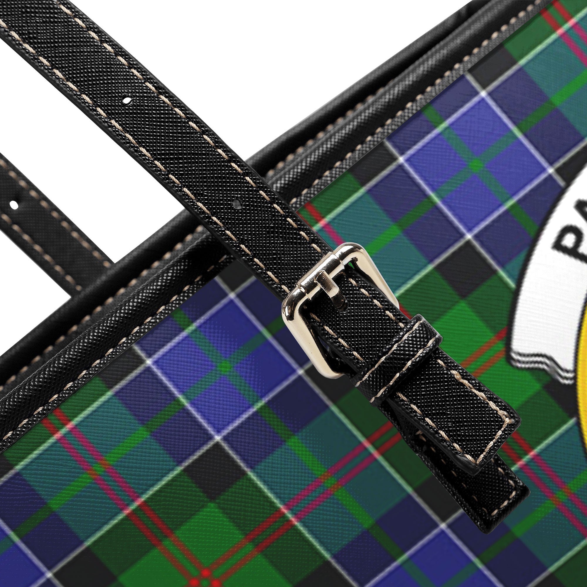 Paterson Tartan Crest Leather Tote Bag