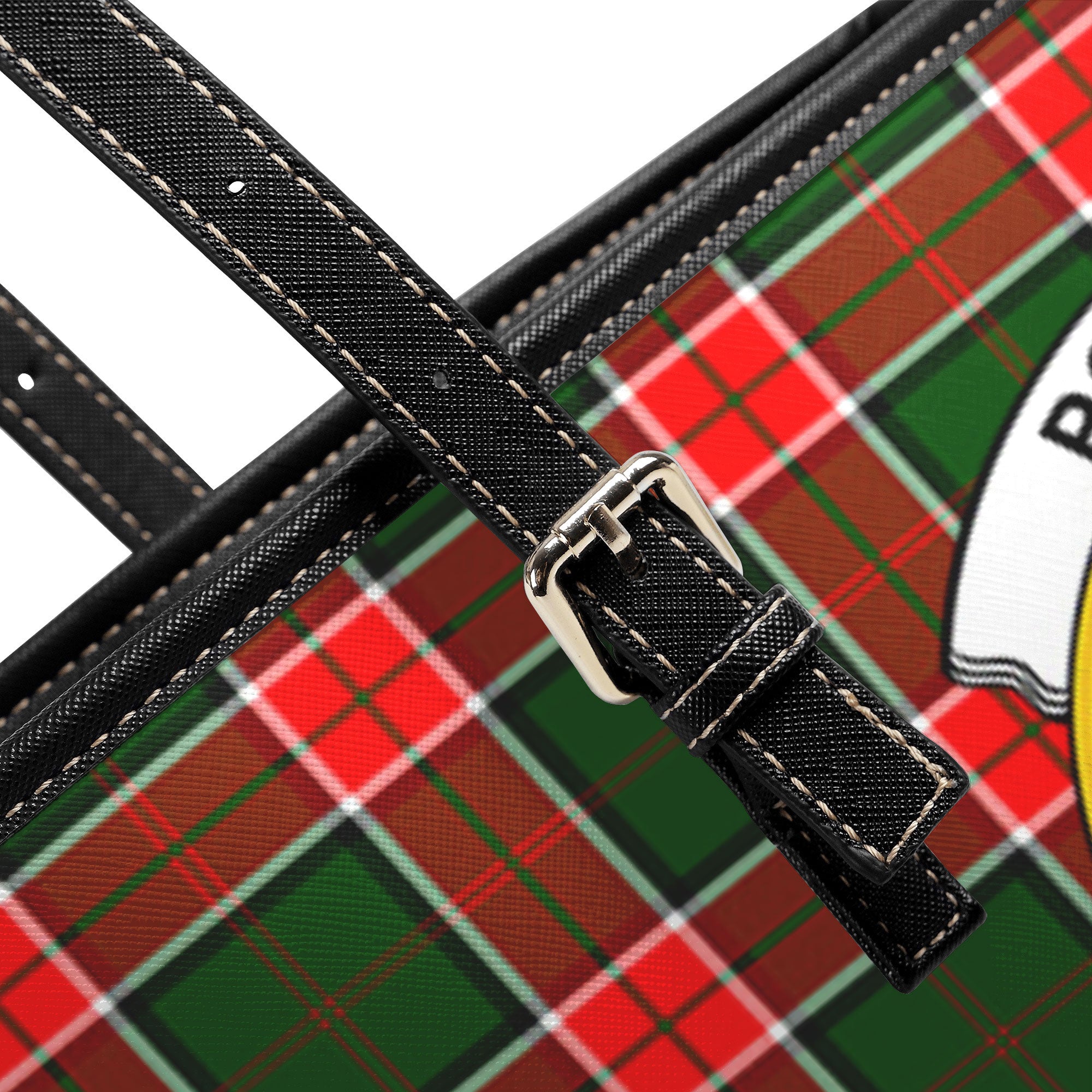 Pollock Tartan Crest Leather Tote Bag