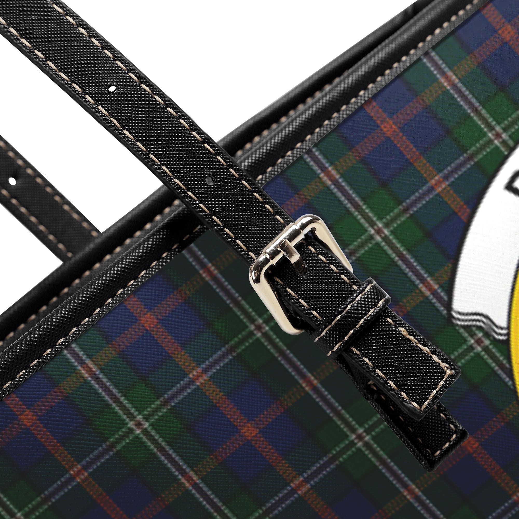 Purves Tartan Crest Leather Tote Bag