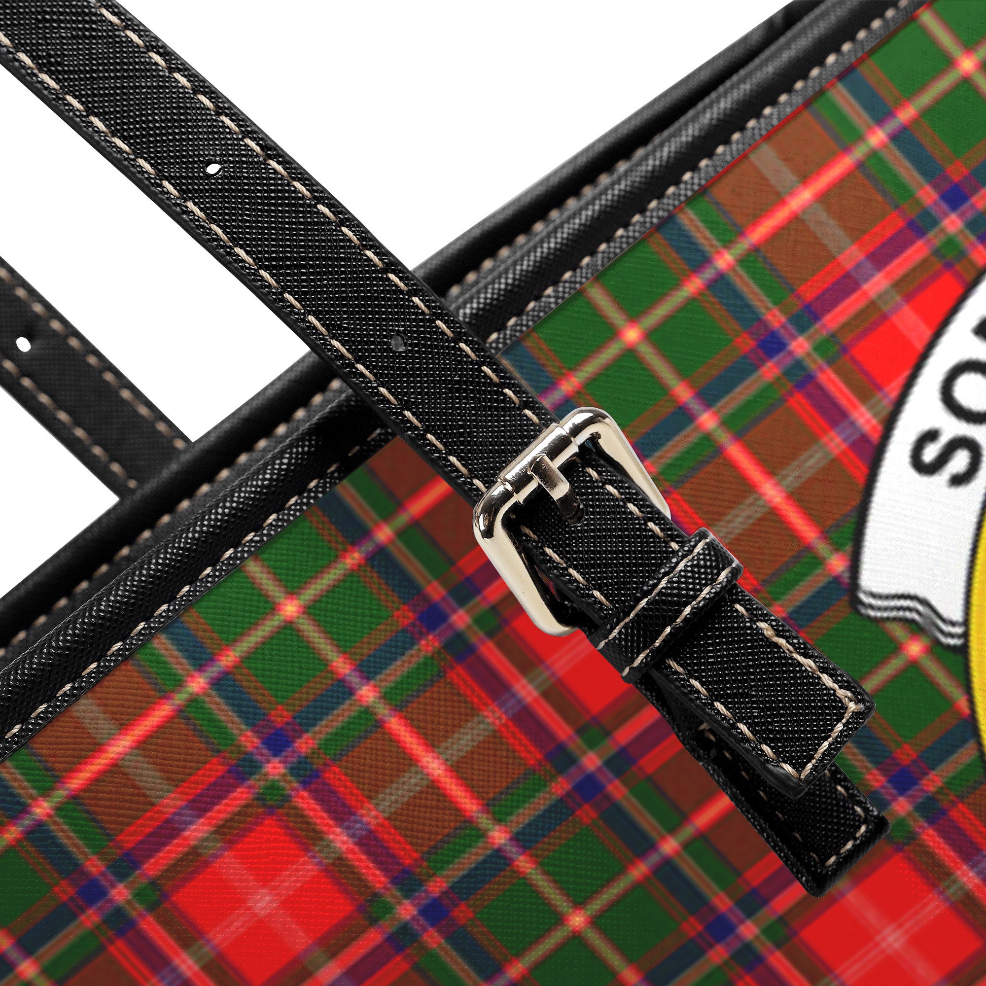 Somerville Tartan Crest Leather Tote Bag