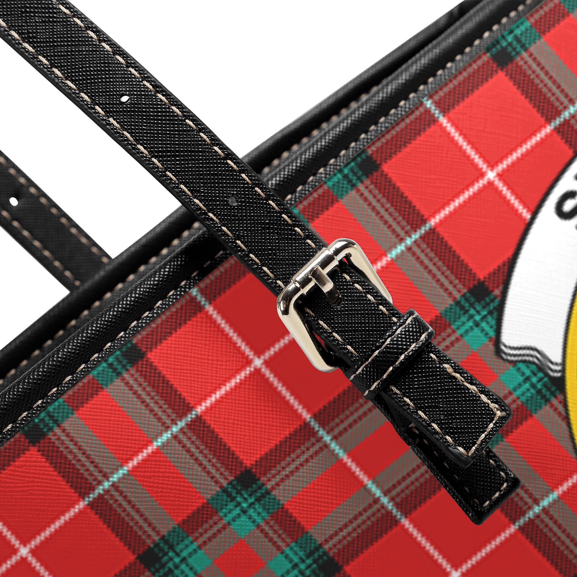 Stuart of Bute Tartan Crest Leather Tote Bag